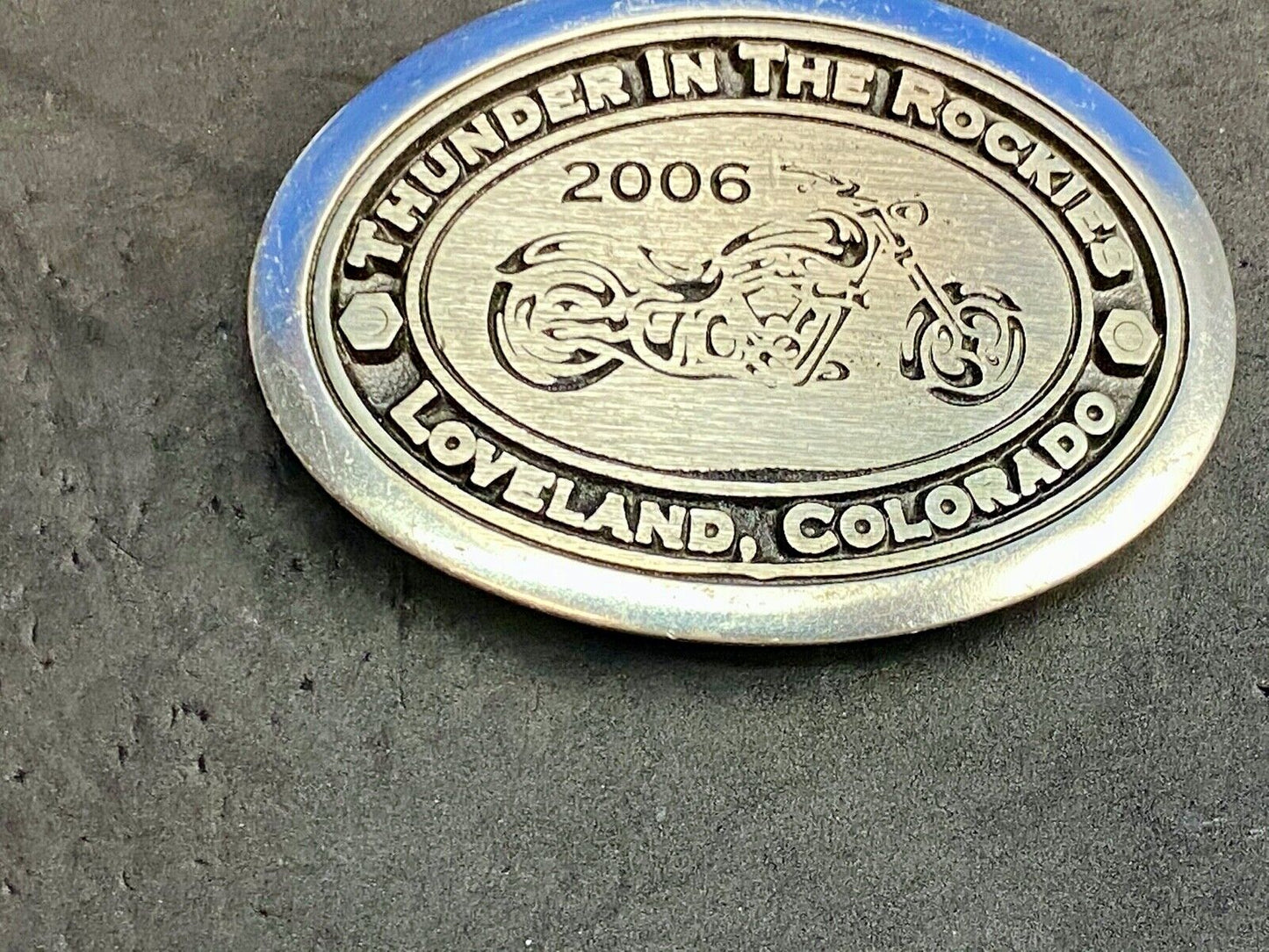 2006 Thunder in the Rockies belt buckle Colorado motorcycle bike rally RARE. #36