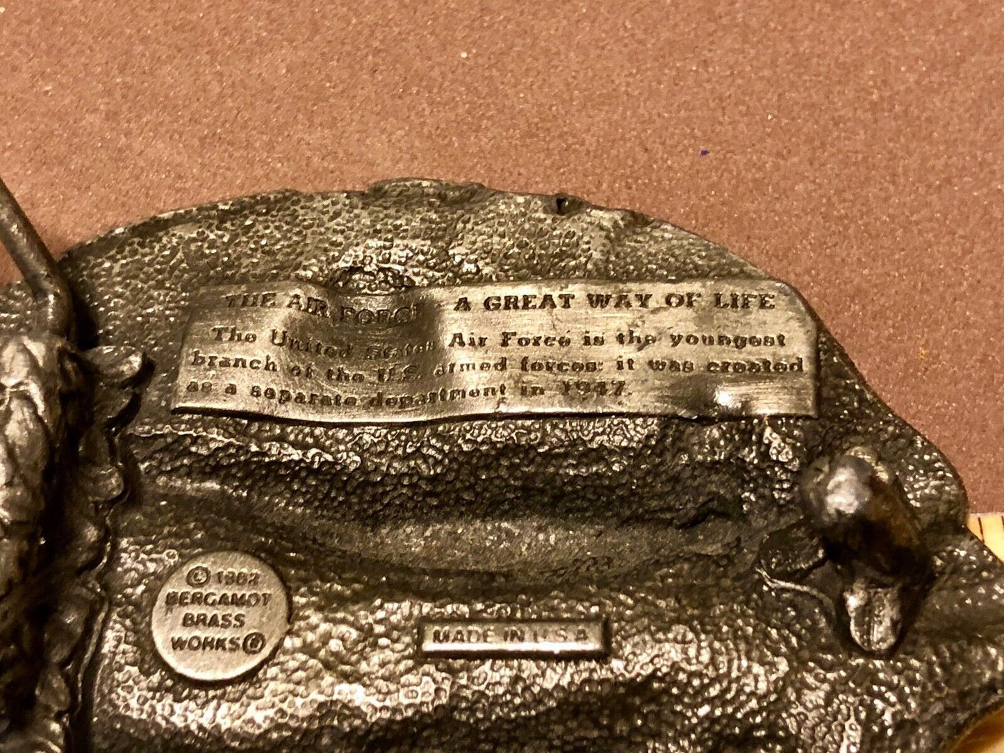 Vintage 1982 - Bergamot Belt Buckle - The US Air force. a great way of life!