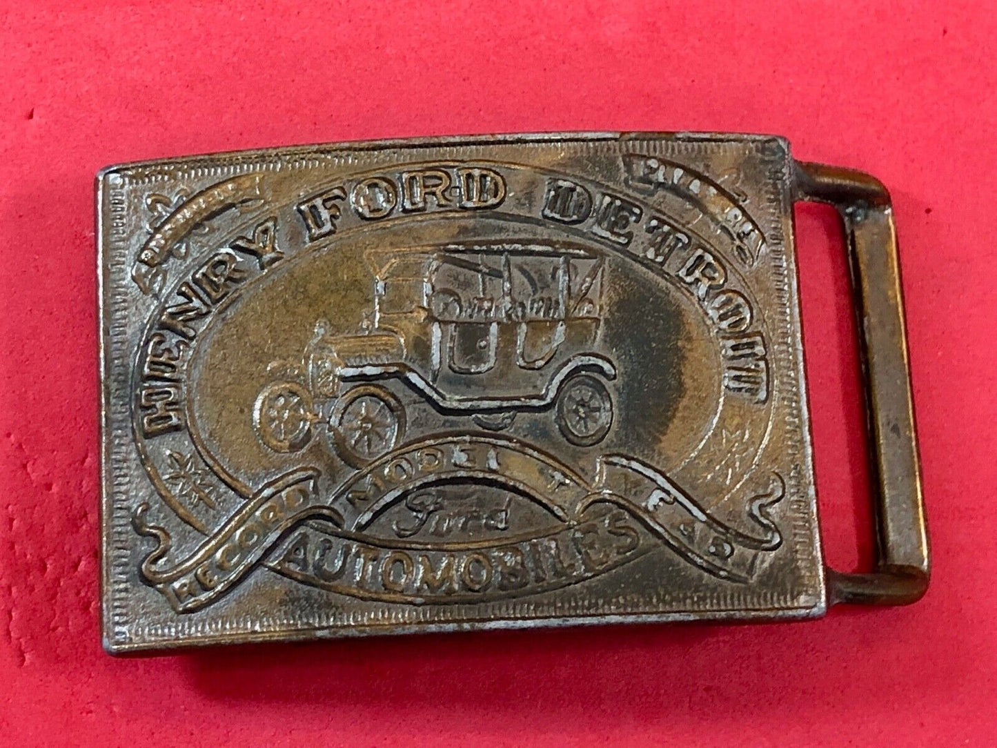 Vintage Belt Buckle Henry Ford Detroit Automobiles PC2020340010 Brass Metal Car