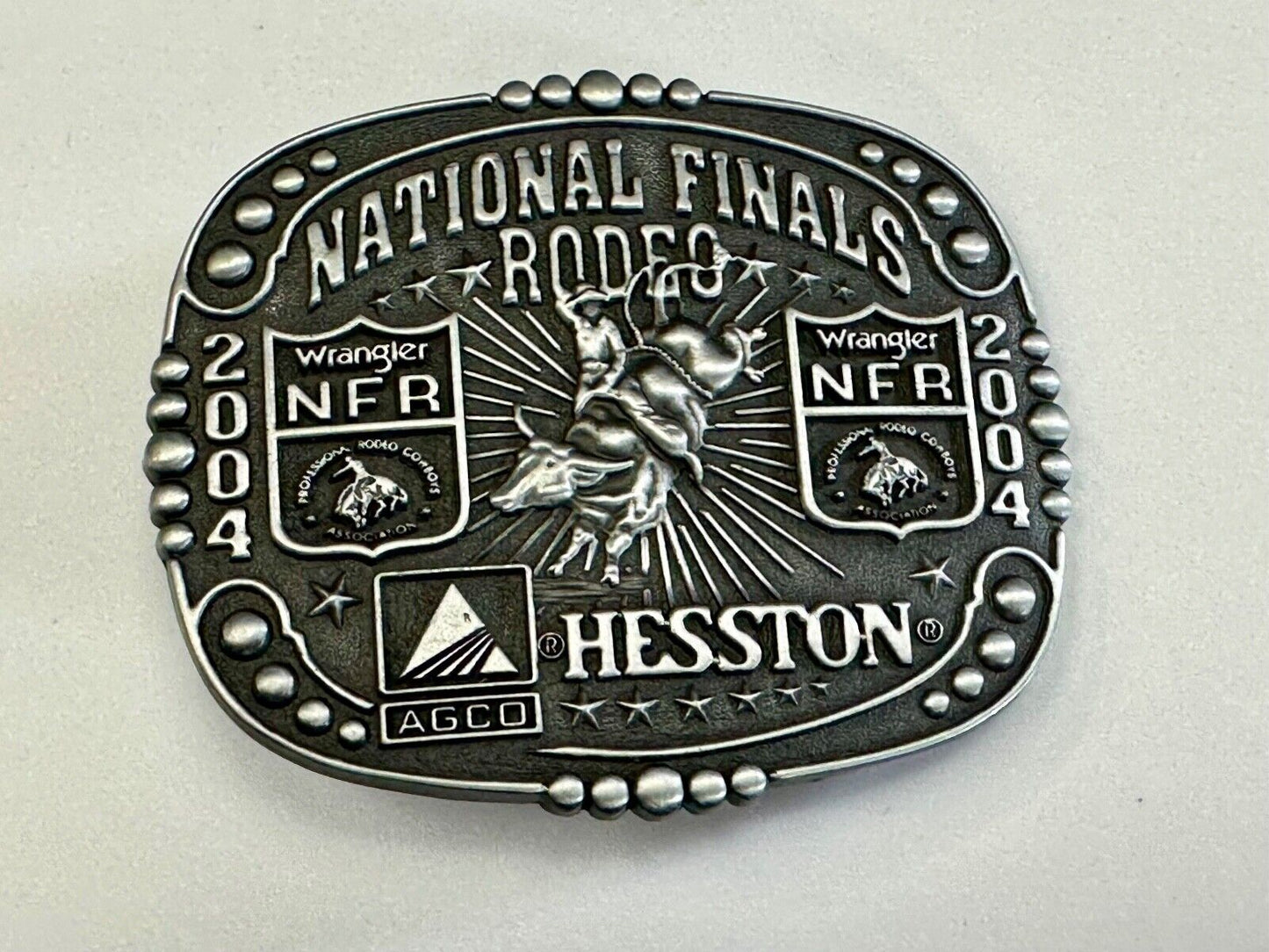 2004 Youth Sized Hesston National Finals Rodeo Bull Riding Cowboys belt buckle