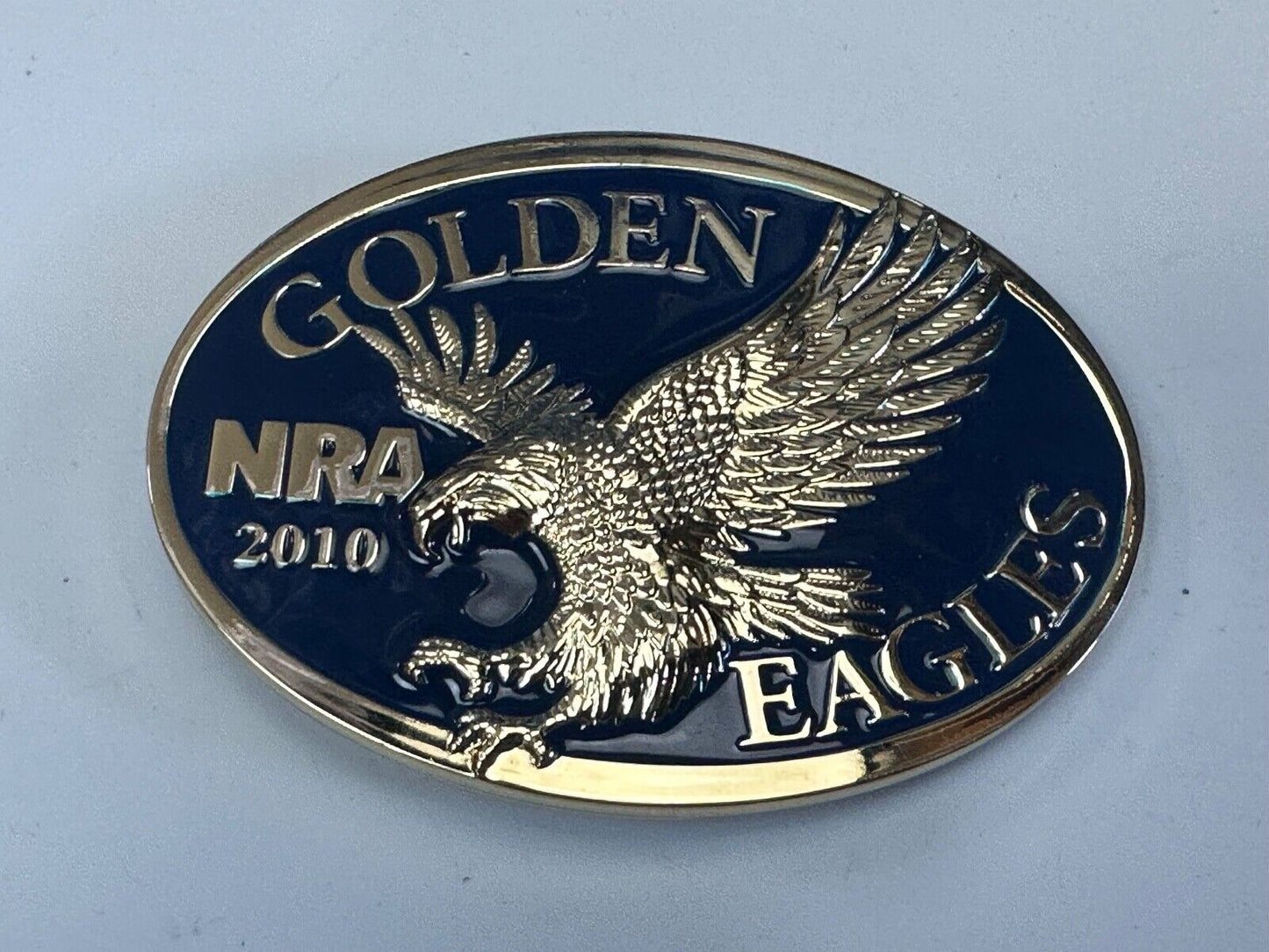 2010 Commemorative Golden Eagles NRA belt buckle in box - Vote Gun Rights