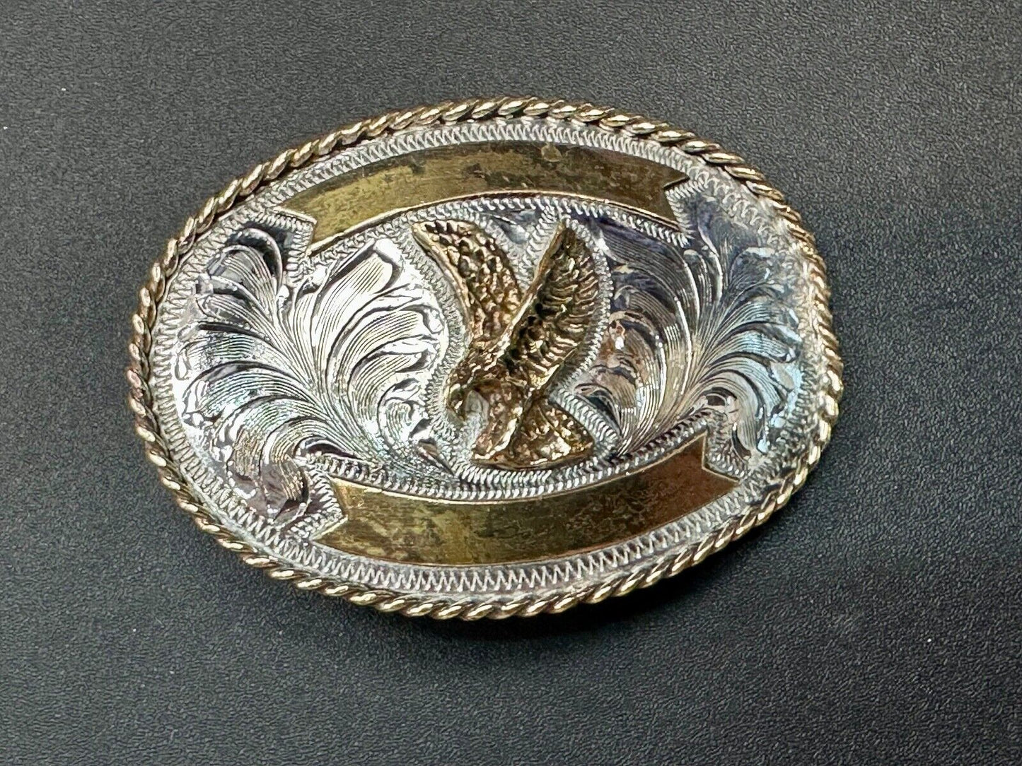 Beautiful Hunting Flying Diving Majestic Eagle on western two tone belt buckle