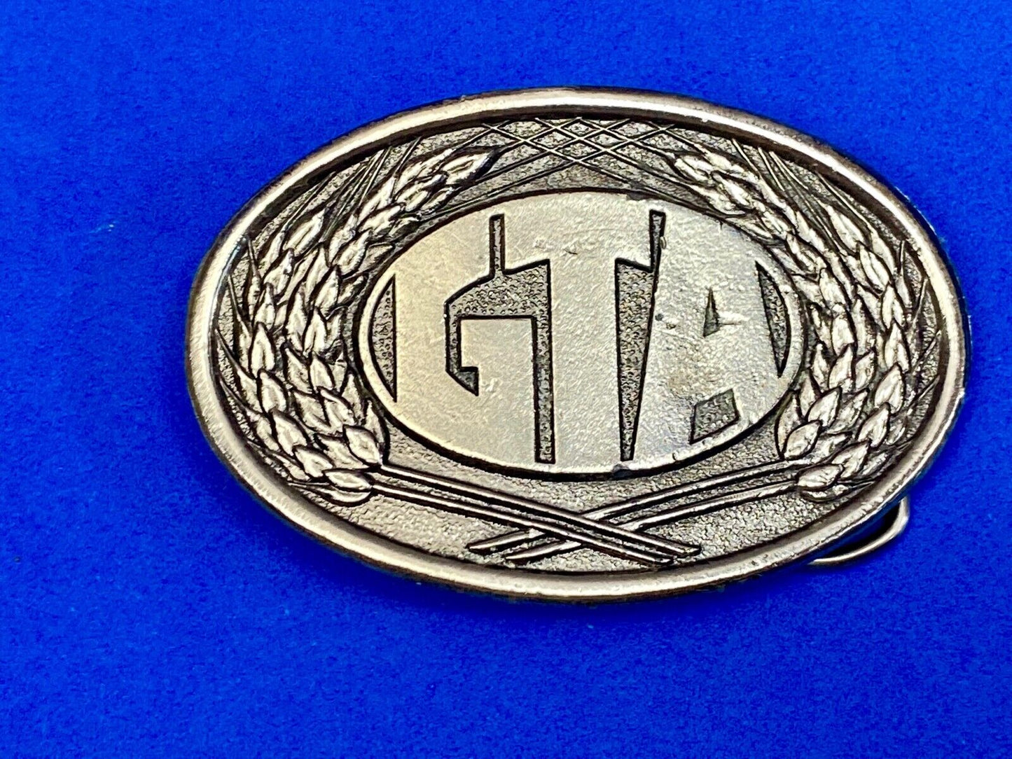 Vintage 1980 First edition GTA Farming Agriculture seeds wheat soy belt buckle