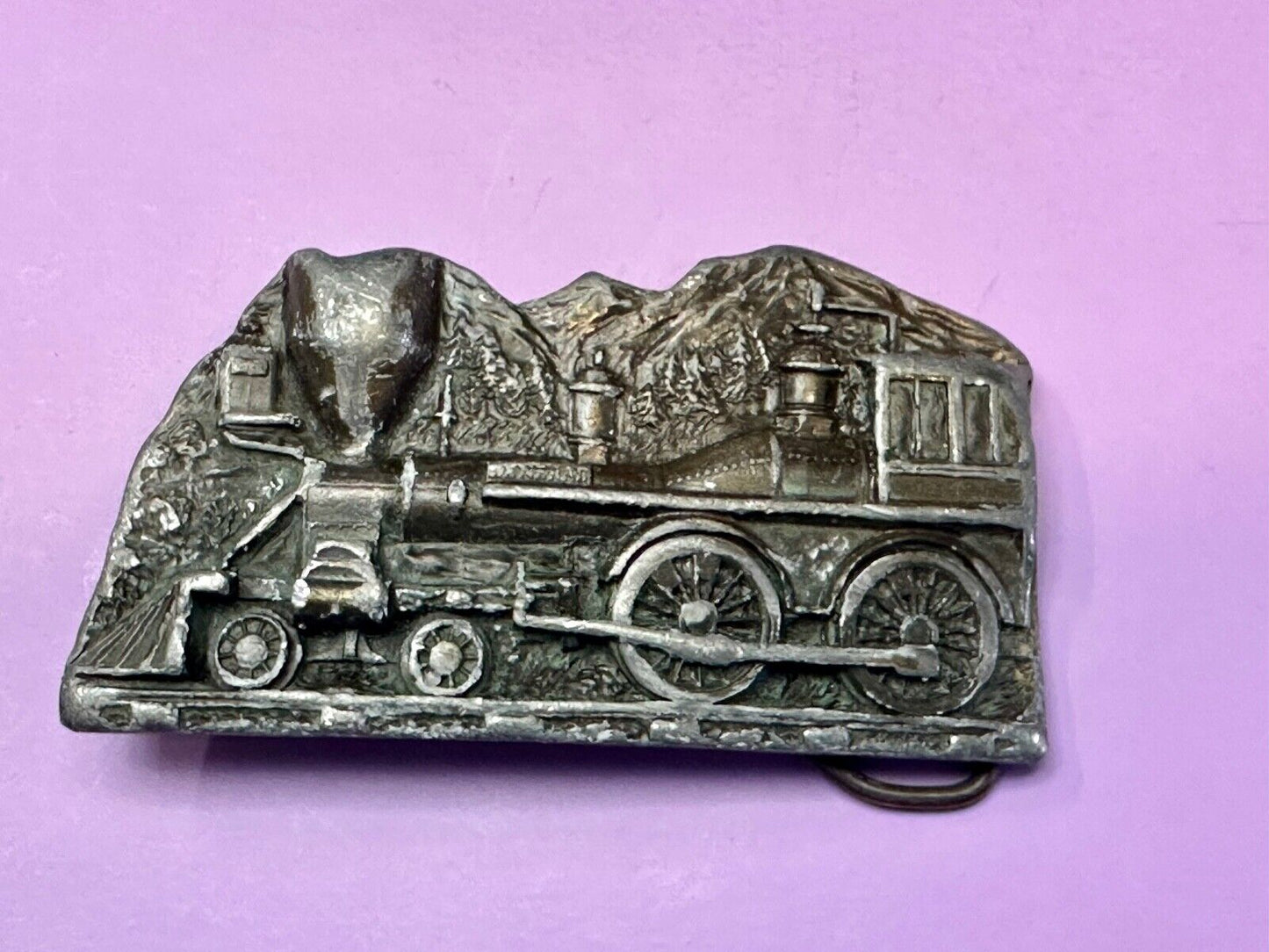 Train Steam Locomotive Vintage 1977 Cutout RR Cast Hawks Sky Patrol Belt Buckle