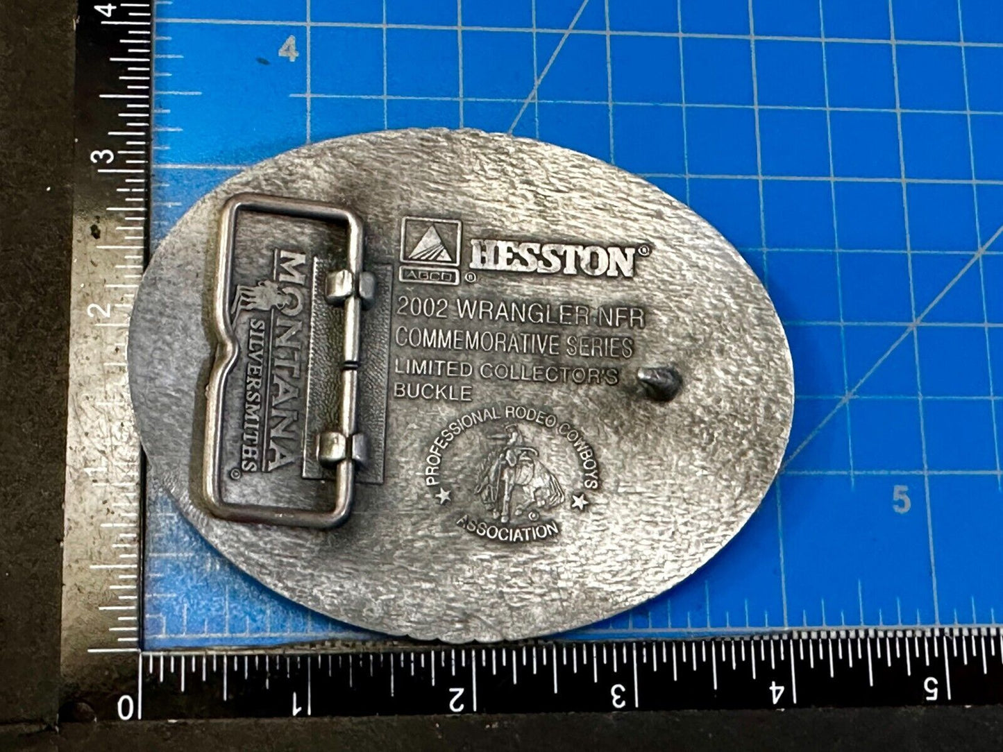 2002 Hesston NFR National Finals Rodeo Wrangler Montana Silversmiths Belt Buckle