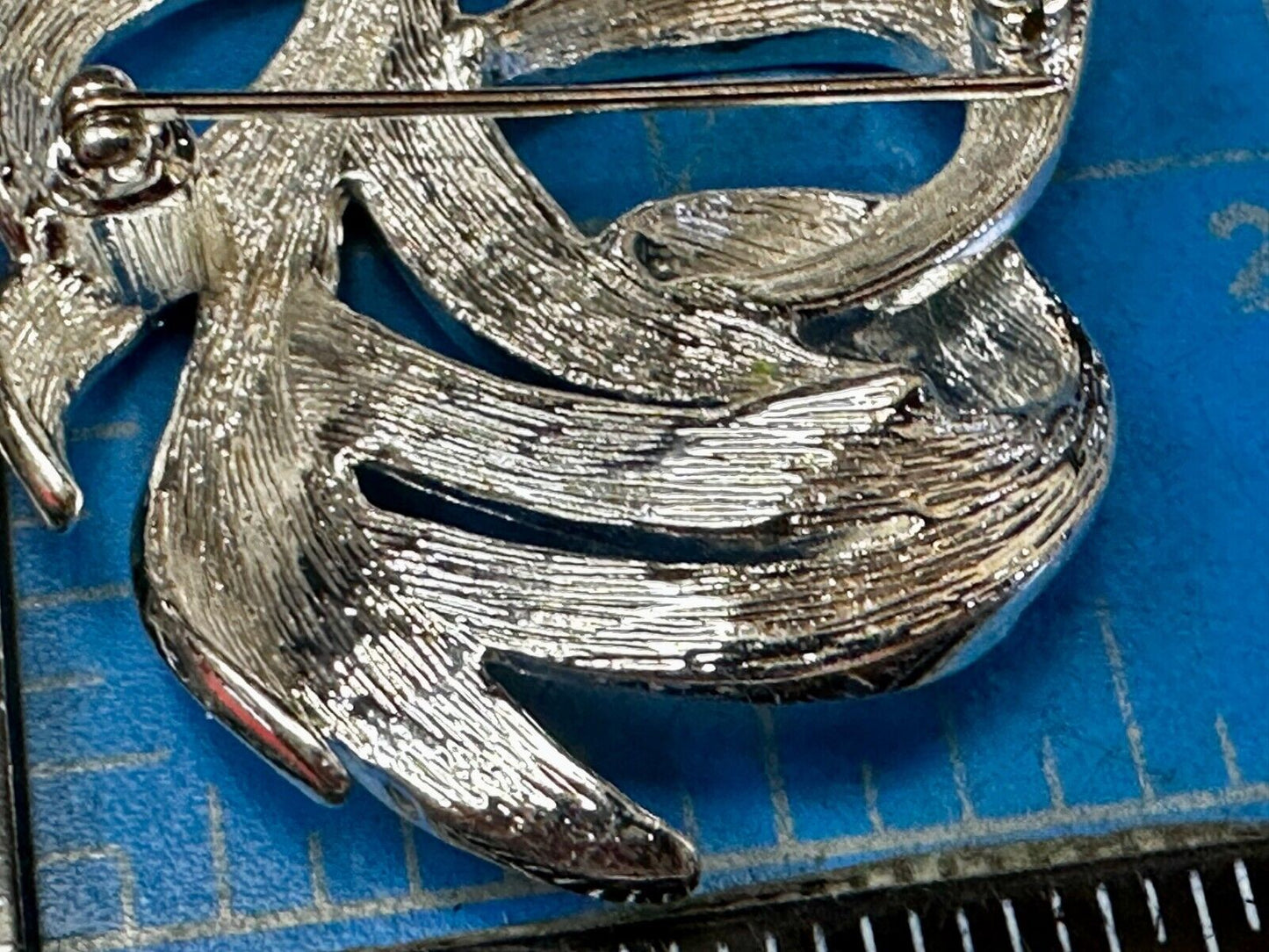 Swirled Curled Silver Tone Vintage Brooch Pin Signed Monet