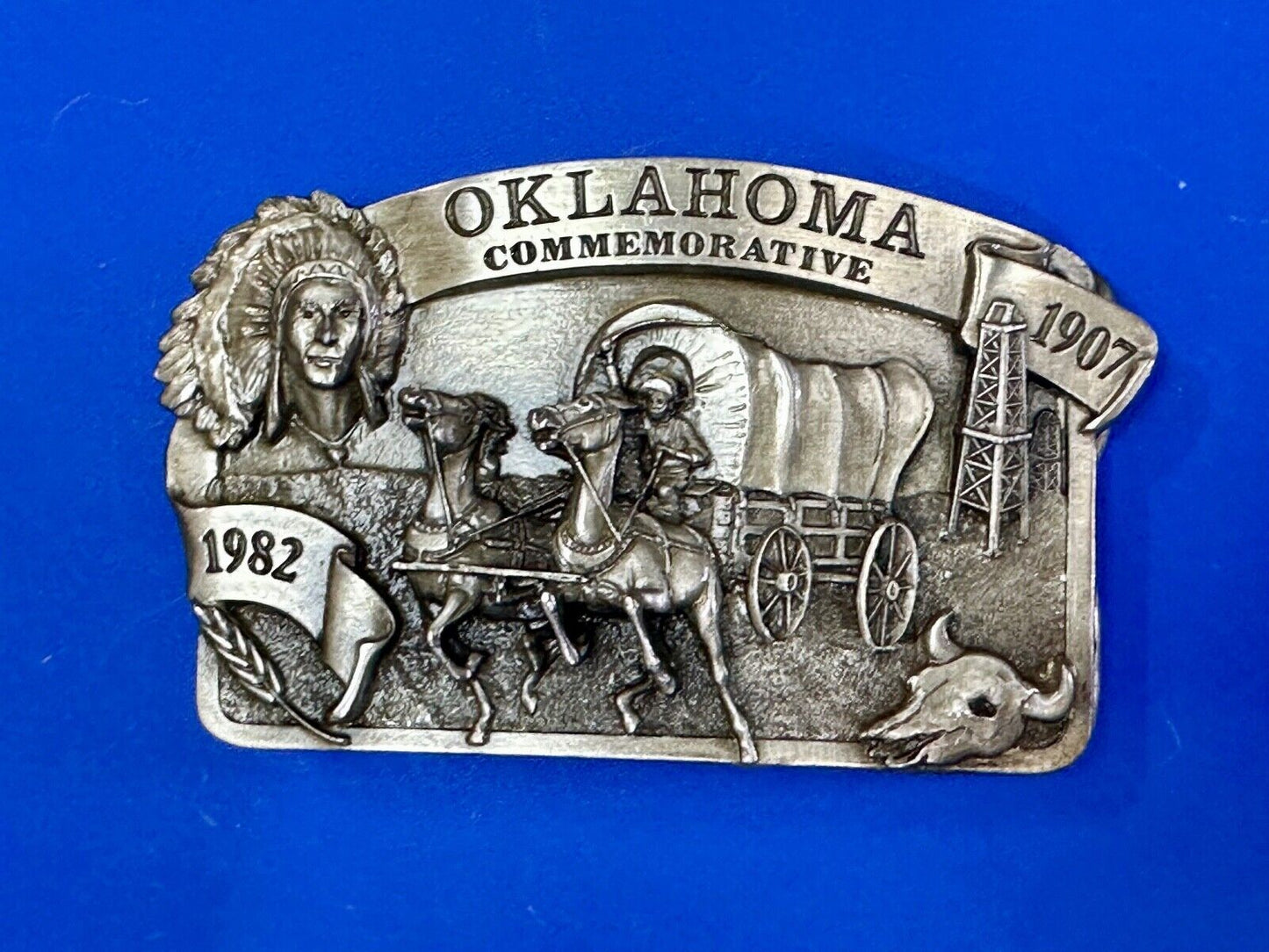 1982 Oklahoma State Commemorative Series limited belt buckle by Arroyo Grande