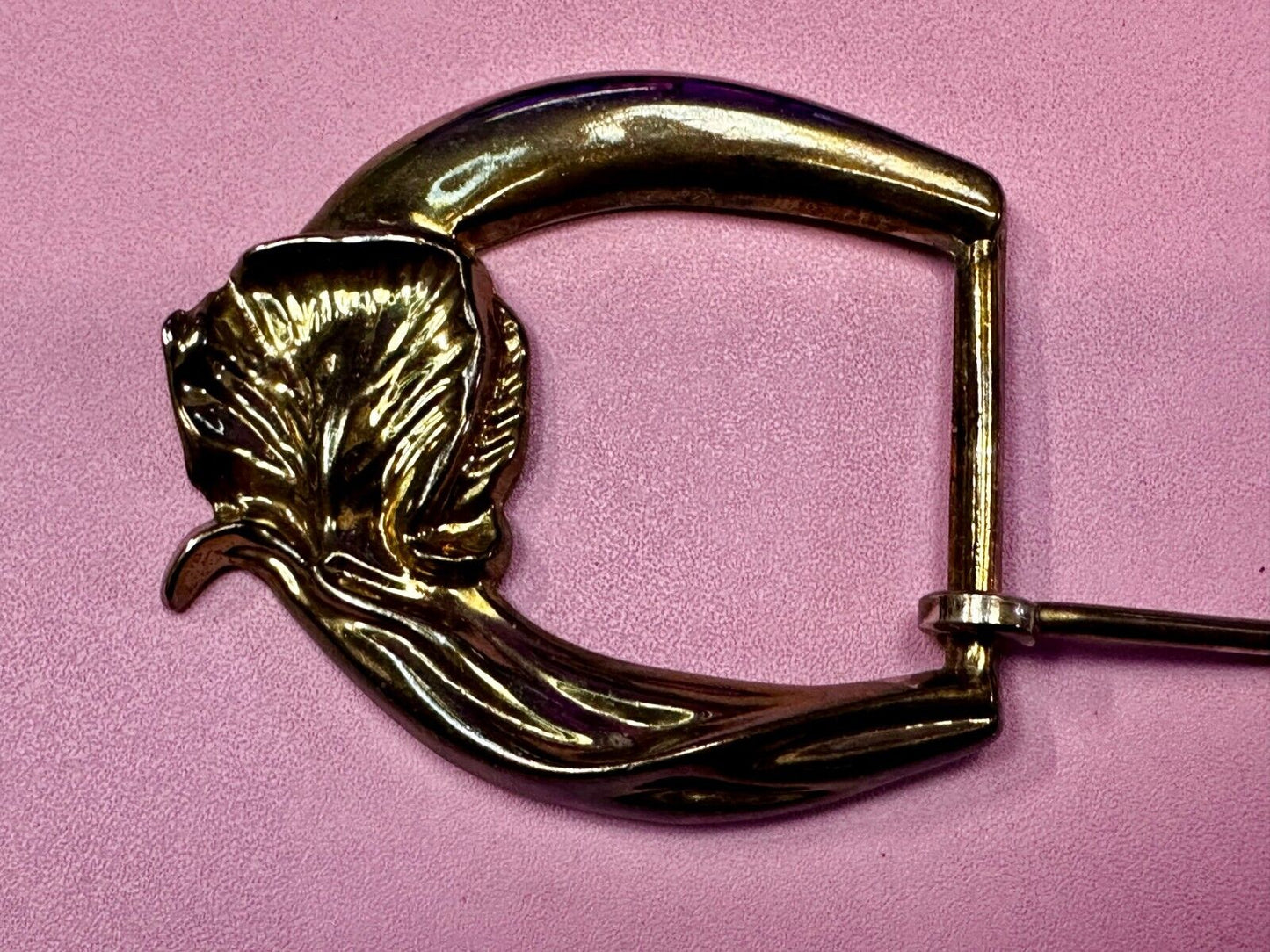 Thick Figural Flower Theme - Vintage Gold Tone Replacement Dress Belt Buckle