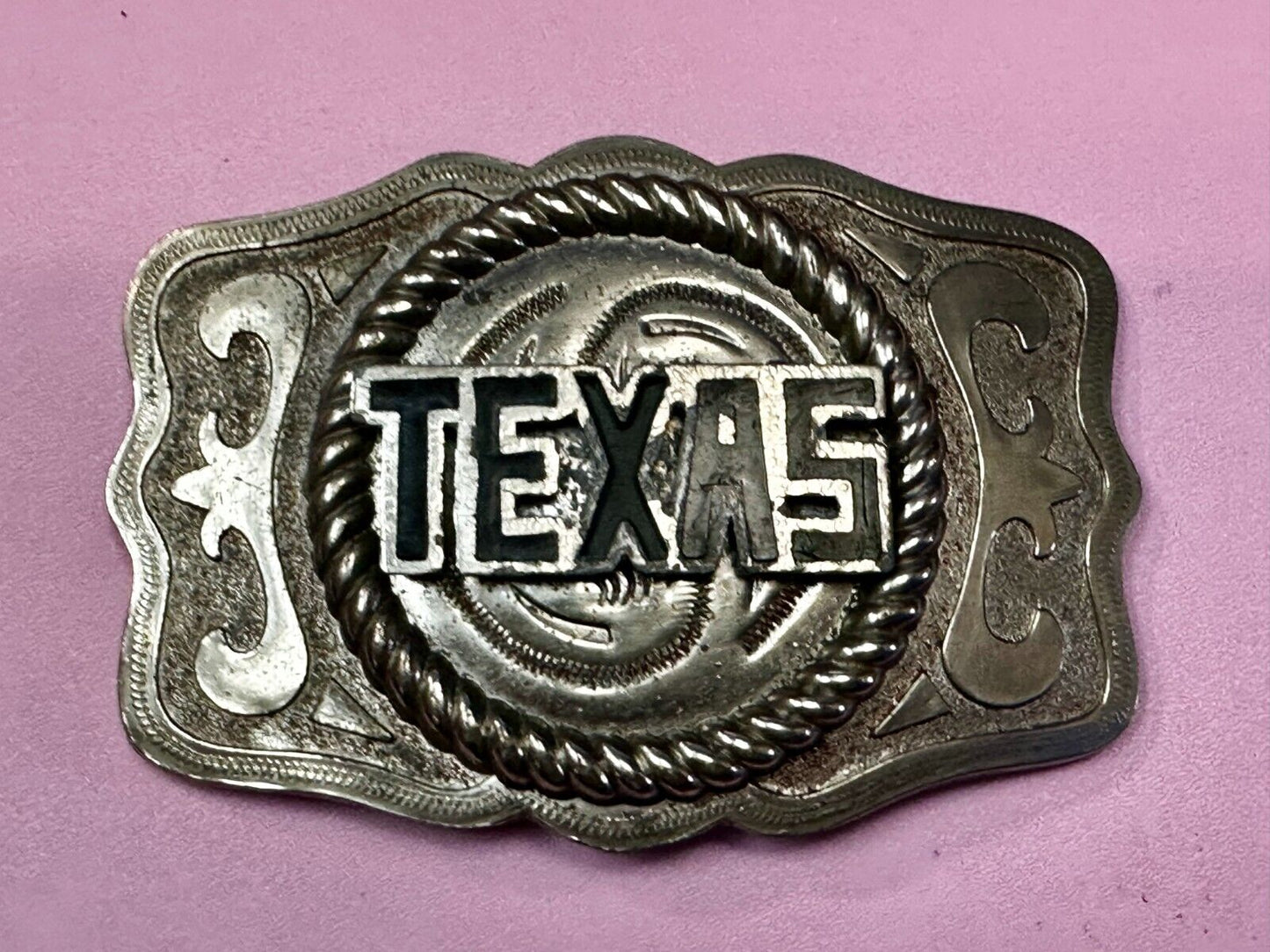 Texas State - Large Centerpiece Ornate Silver Tone Vintage Belt Buckle