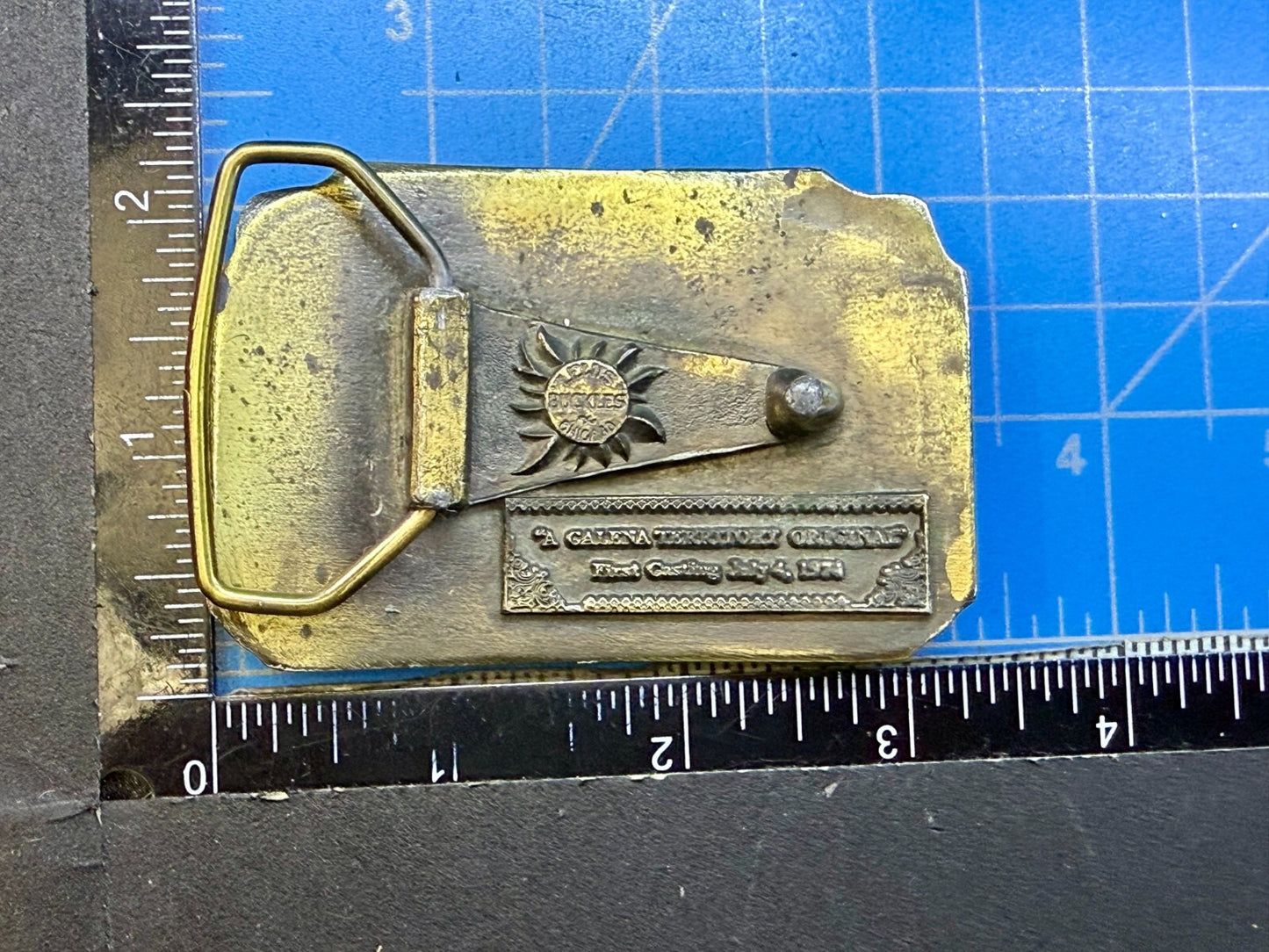 The Galena Territory Brass Belt Buckle Sunrise Illinois Vintage Belt Buckle