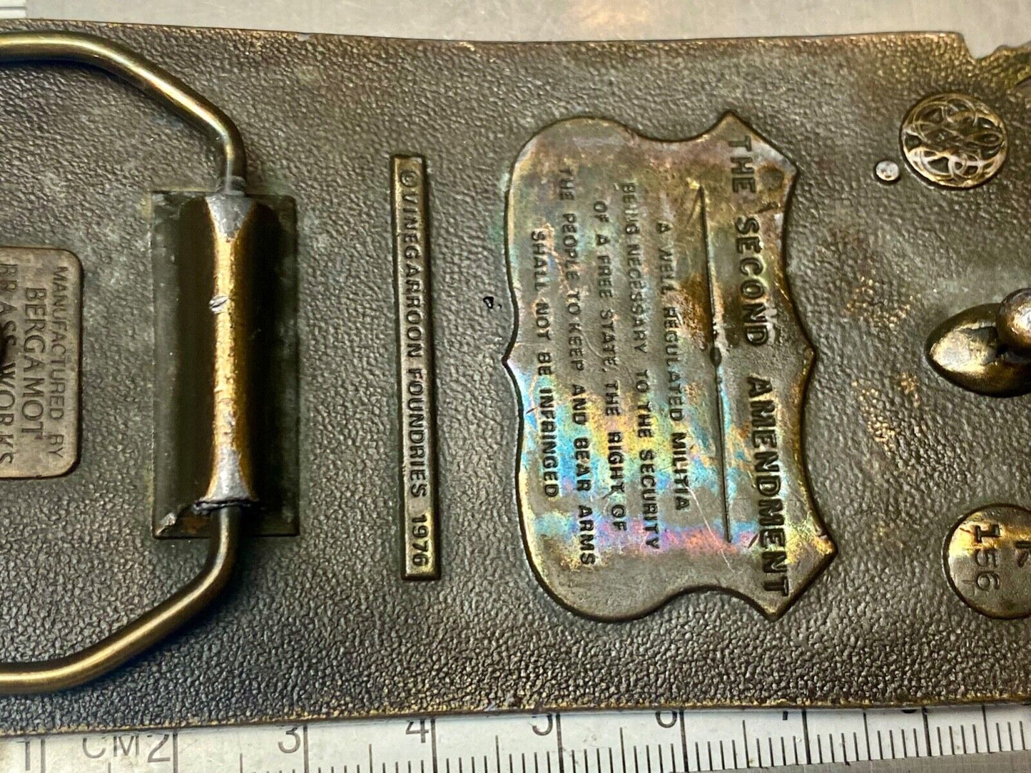 The Second Amendment Our American Heritage Bergamot 1976 gun rights belt buckle