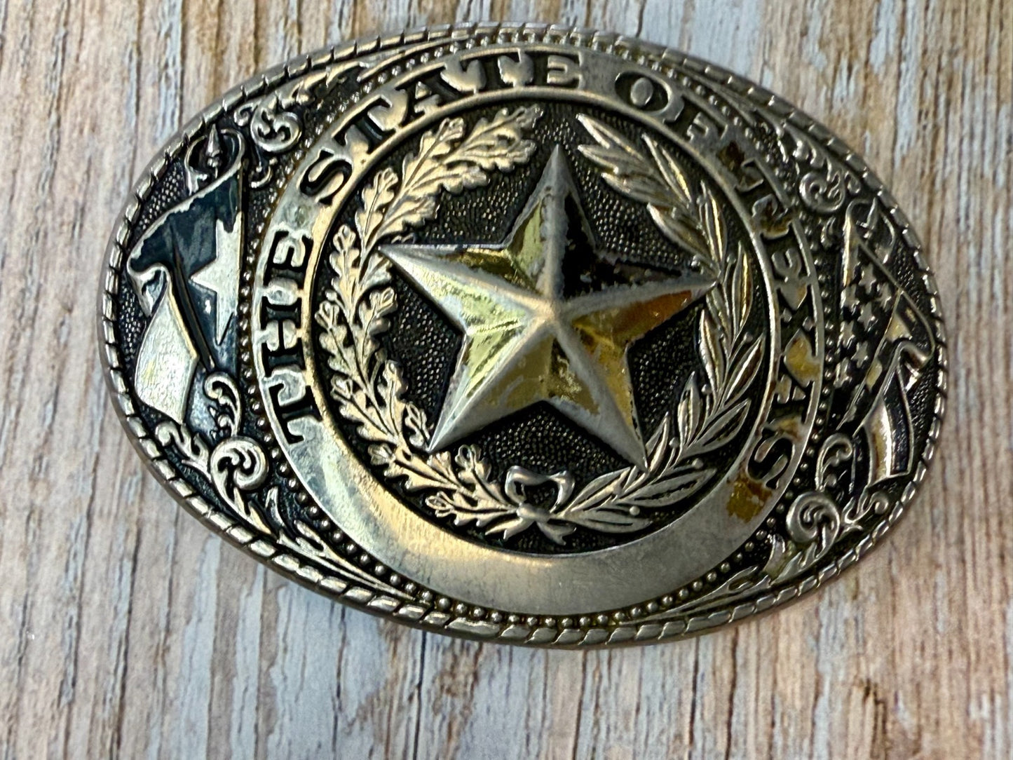 The Great State Of Texas Lone Star Vintage Commemorative Belt Buckle W USA