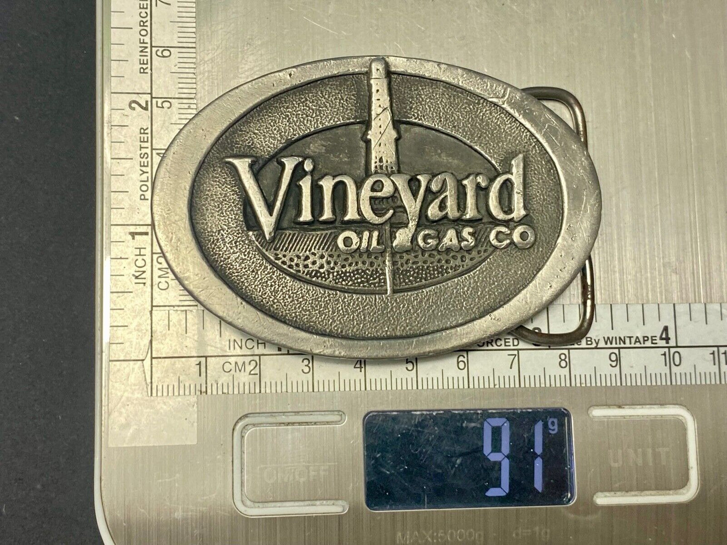 Vineyard oil pipeline rig gas company PA Promotional Advertising belt buckle