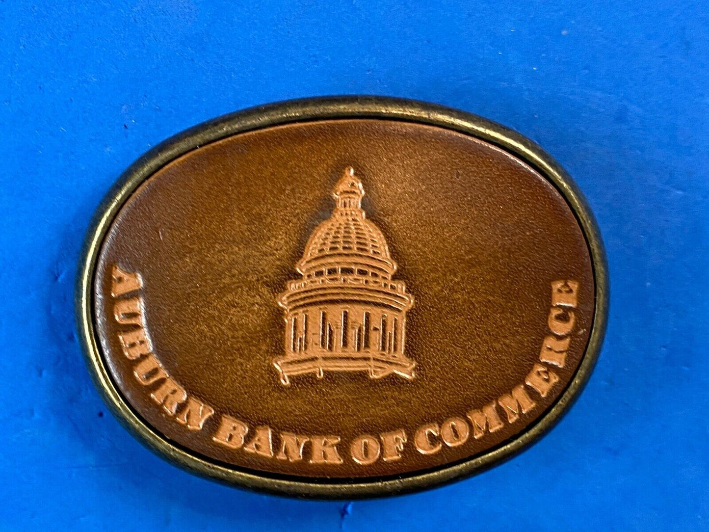Auburn bank of commerce vintage Leather belt buckle by elcid