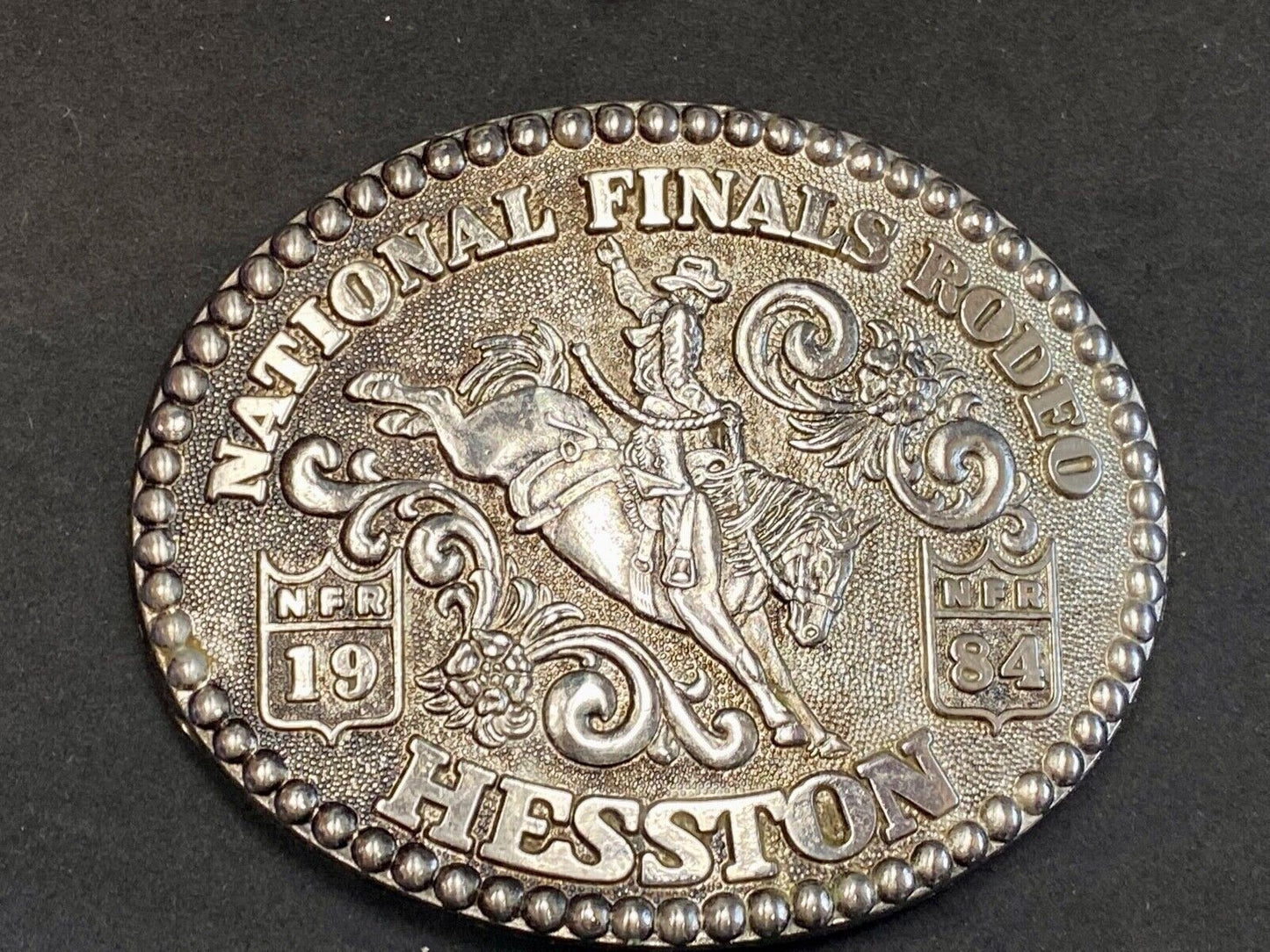1984 Adult Size Nfr National Finals Rodeo Belt Buckle By Fred Fellows