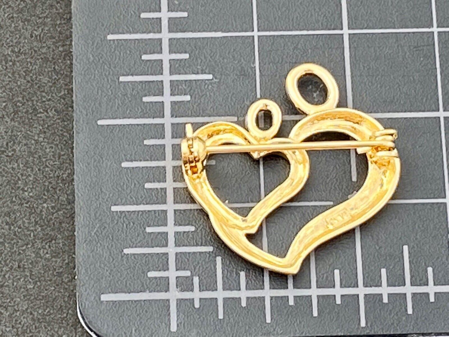 Vintage Brooch Scatter Pin Tie Tac Signed CTA Heart Victorian Antiqued