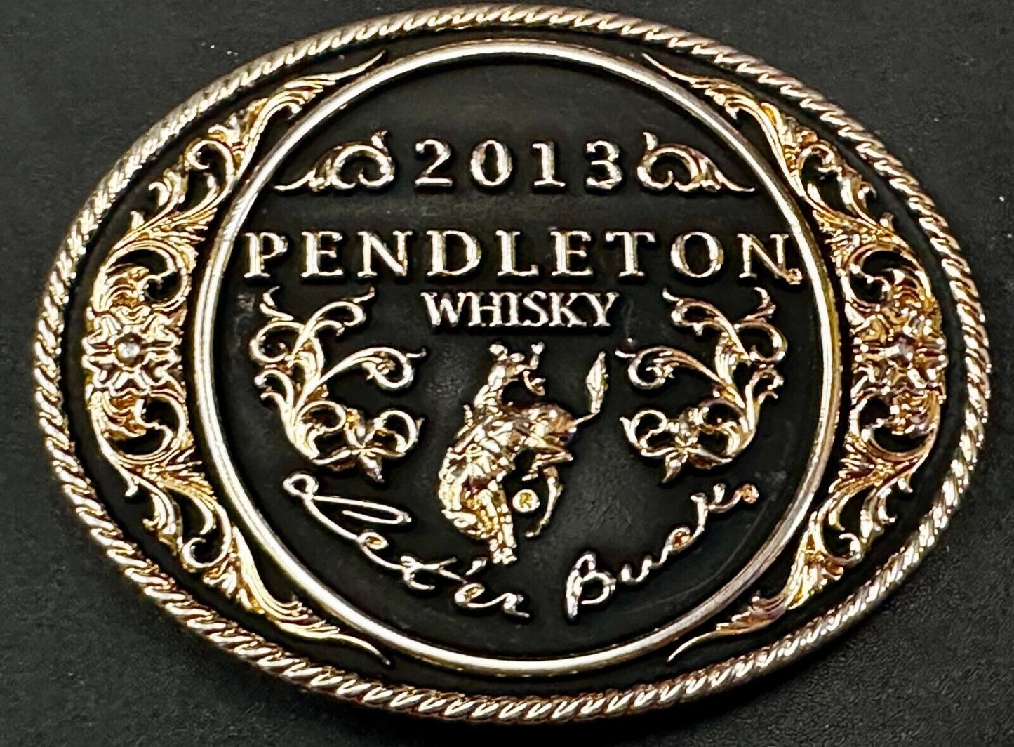 2013 Pendleton Whiskey Let'er Buck Rodeo Cowboy Montana Silversmiths Belt Buckle