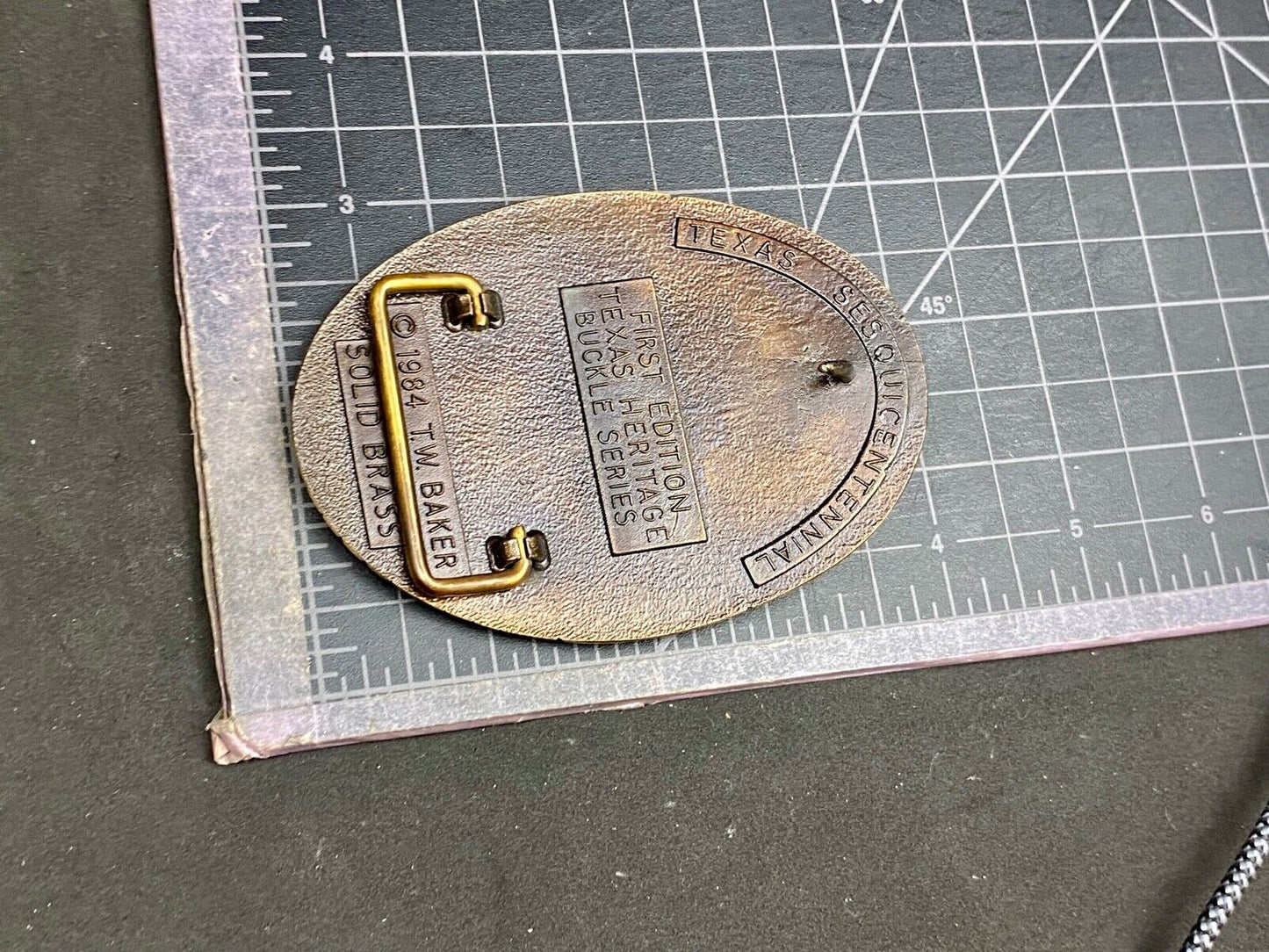 Vintage 1st edition TEXAS Sesquicentennial 1984 T.W. Baker Brass belt buckle