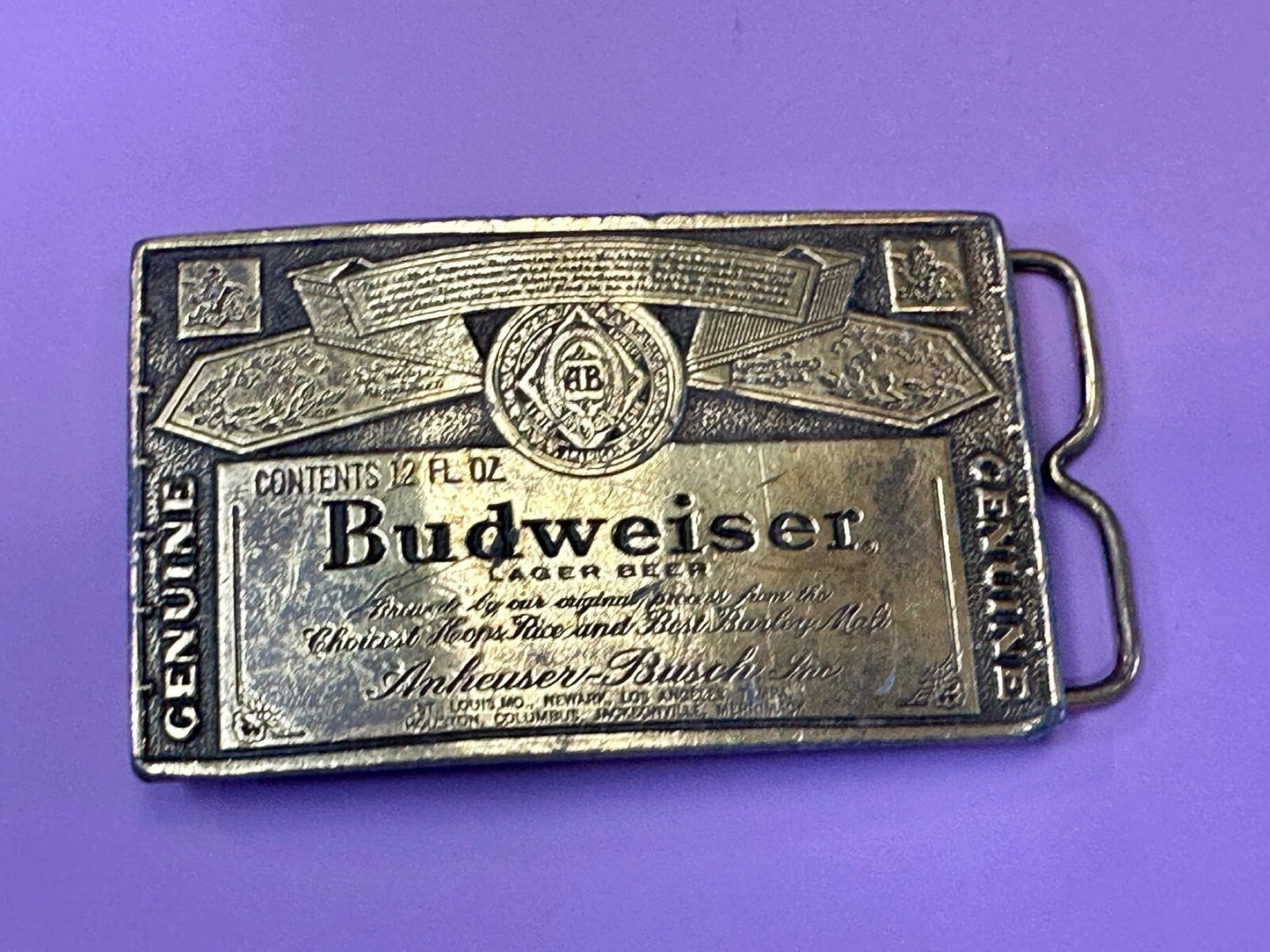 Vintage Budweiser A-168 Beer Company Brass Tone Add Belt Buckle
