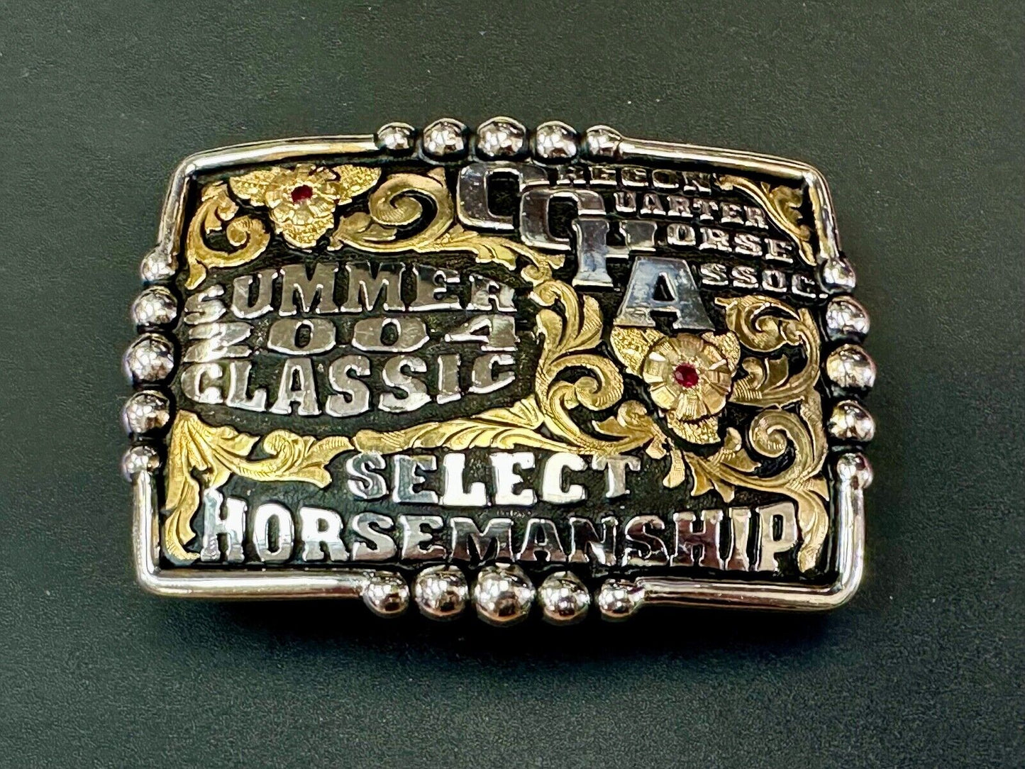 2004 Classic Select horsemanship CQHA Trophy belt buckle by Bob Berg