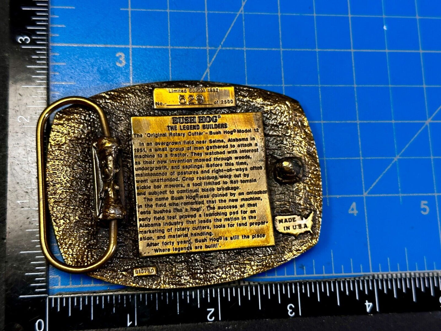 1992 Bush Hog The Legend Agriculture Machine Co. Commemorative Belt Buckle