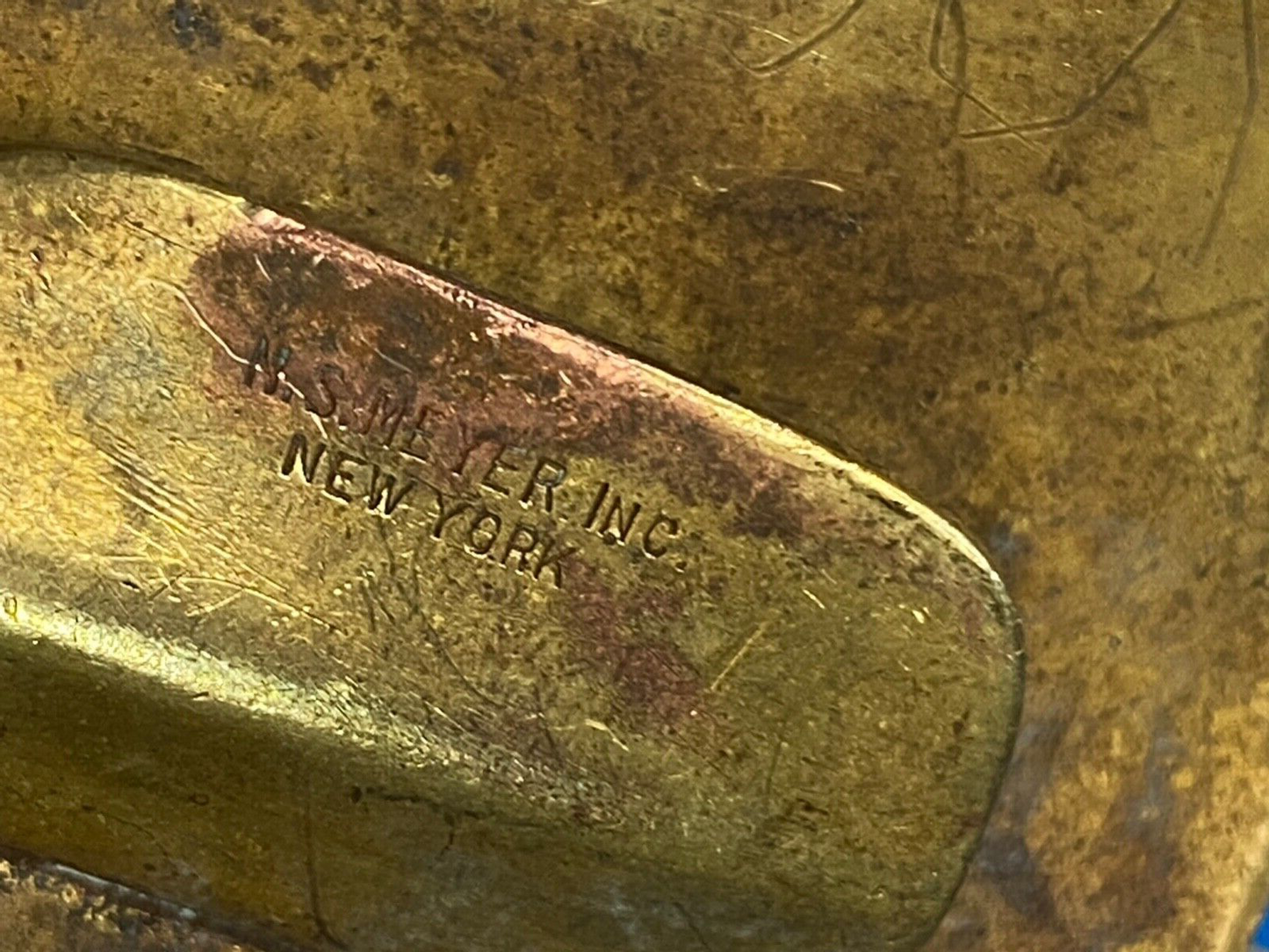 Vintage 2 pc N.S. Meyer Inc New York Brass Dress Military belt buckle