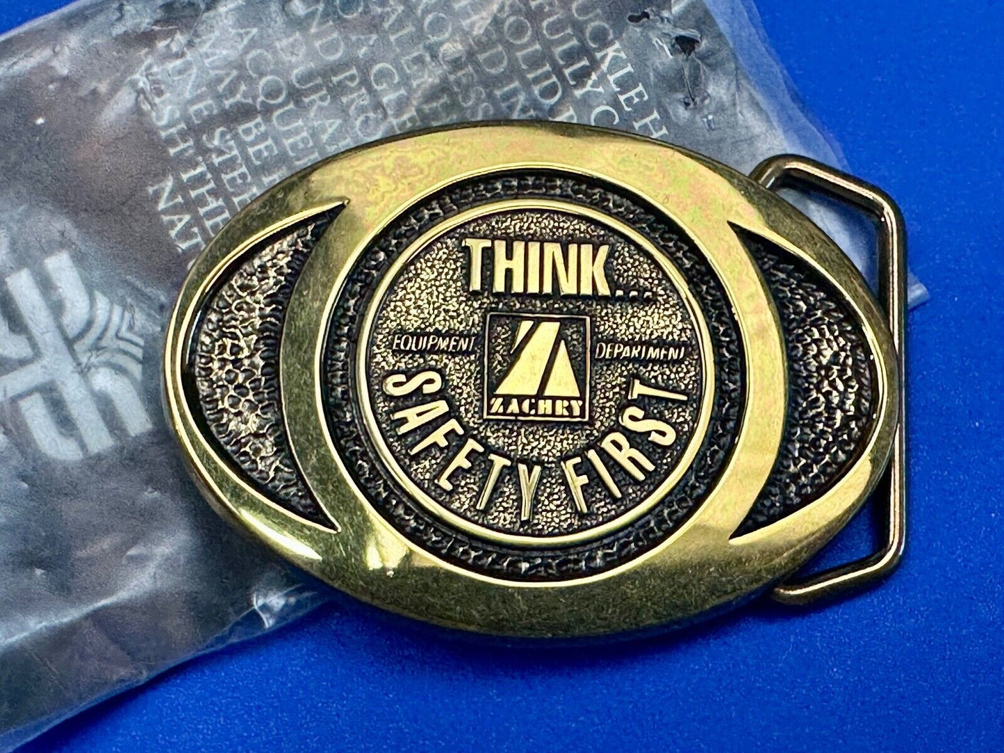 THINK Safety First ZACHRY Equipment Department Vintage 1991 BTS belt buckle