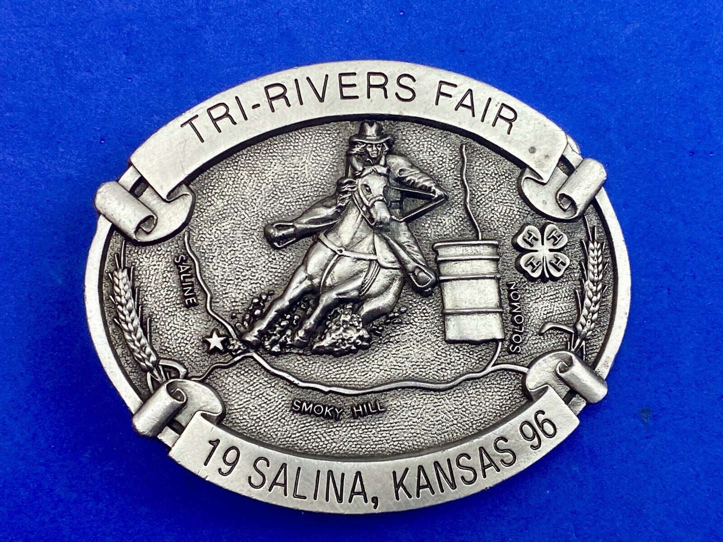 Vintage 1996 Tri-Rivers Fair belt buckle - Salina KS Kansas by DK Specialties
