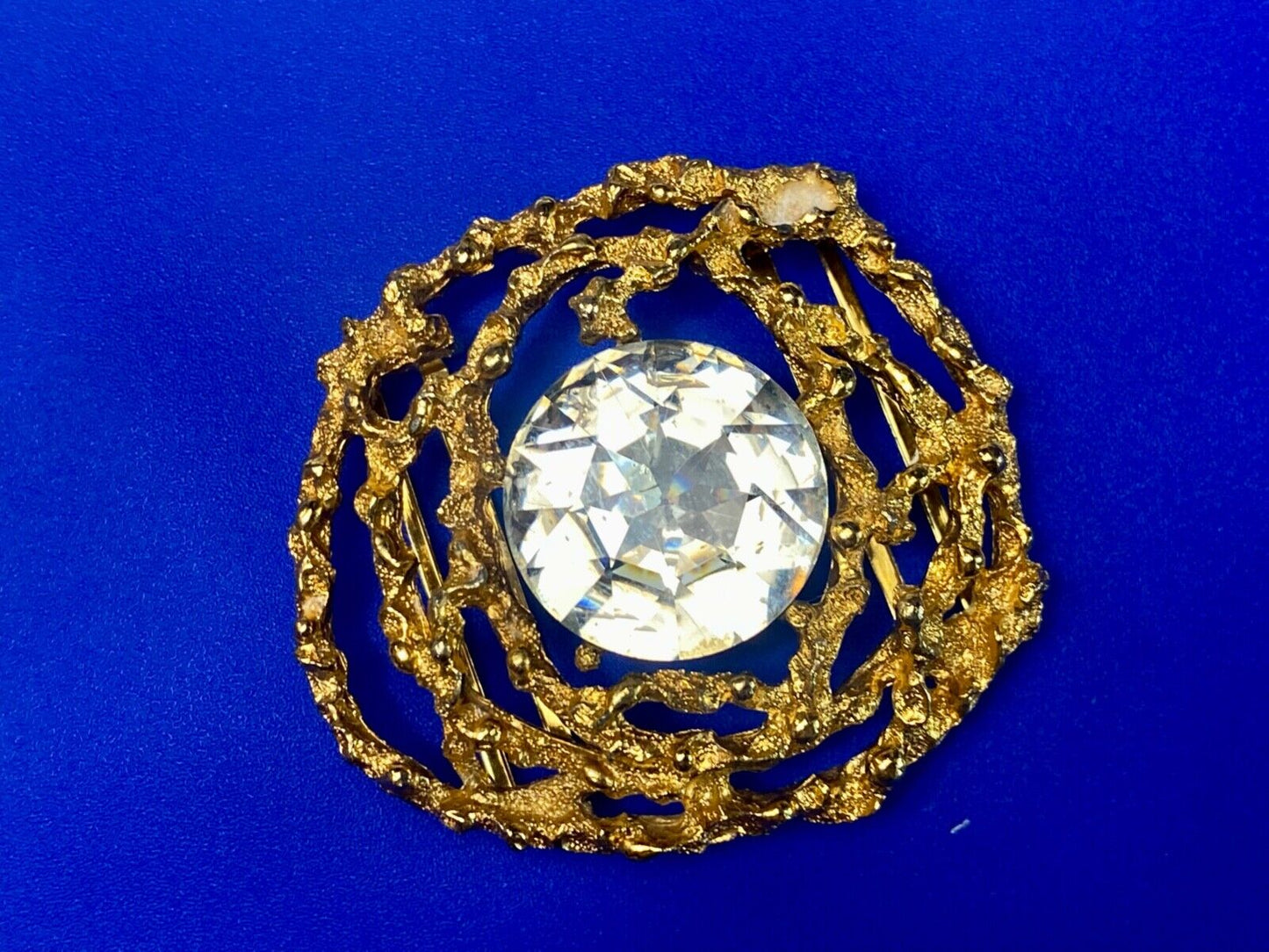 Beautiful retro gold tone see through abstract -Faux stone, belt slide or buckle