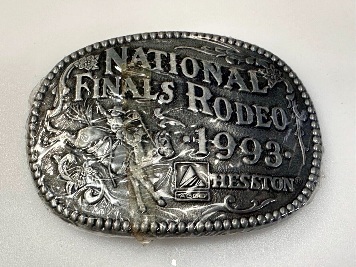 1993 Hesston National Finals Rodeo NFR Cowboys Adult Size NOS Belt Buckle by ADM