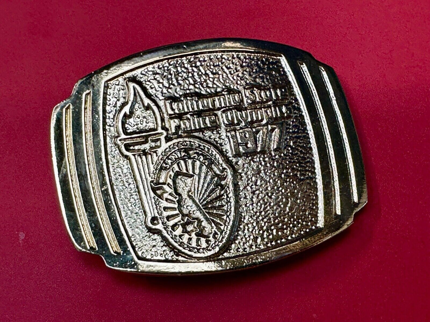 Vintage California State Police Olympics 1977 belt buckle