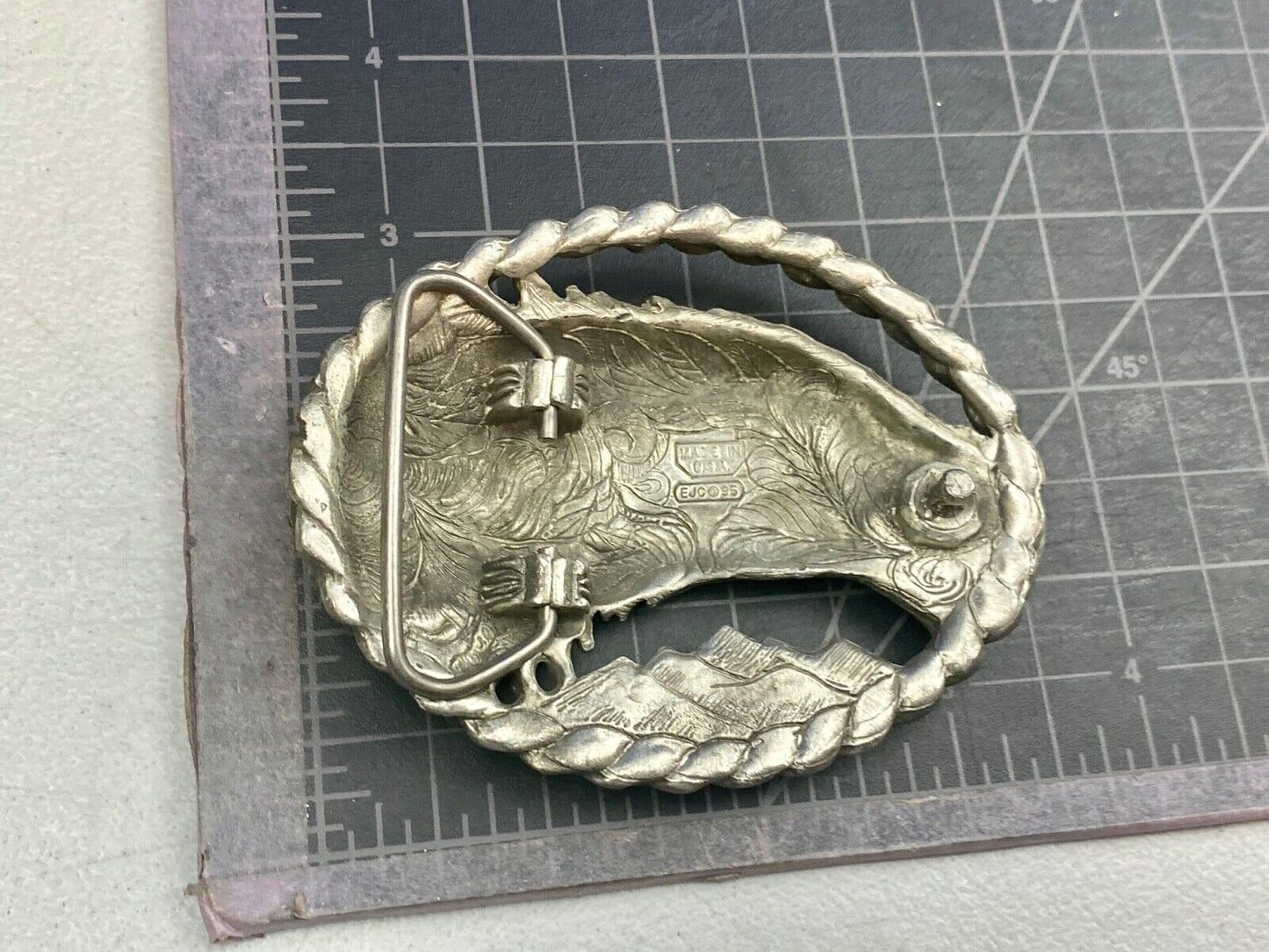 Vintage 1995 EAGLE head see through PEWTER belt buckle by EJC