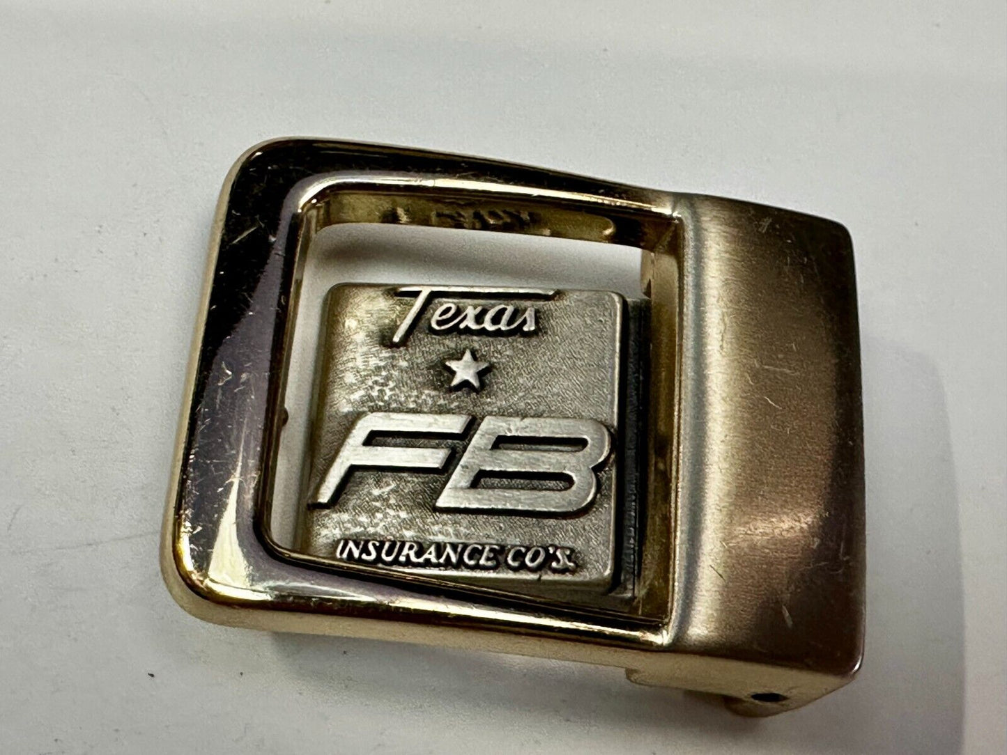 Texas Fb Insuriance Co Vintage Small Swing Out Gold Tone Belt Buckle