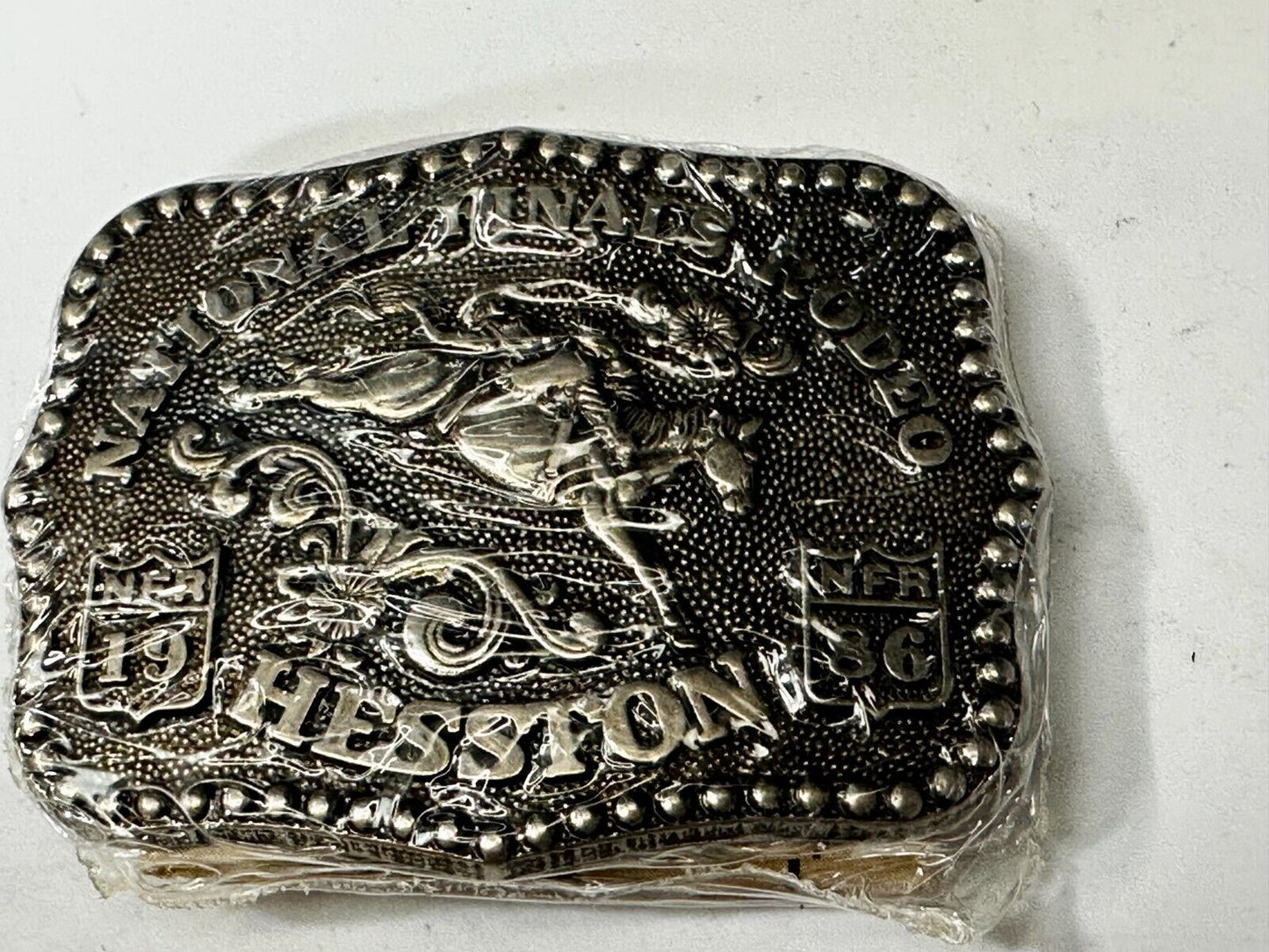 1986 Hesston National Finals Rodeo NFR Cowboys Youth Size NOS Belt Buckle