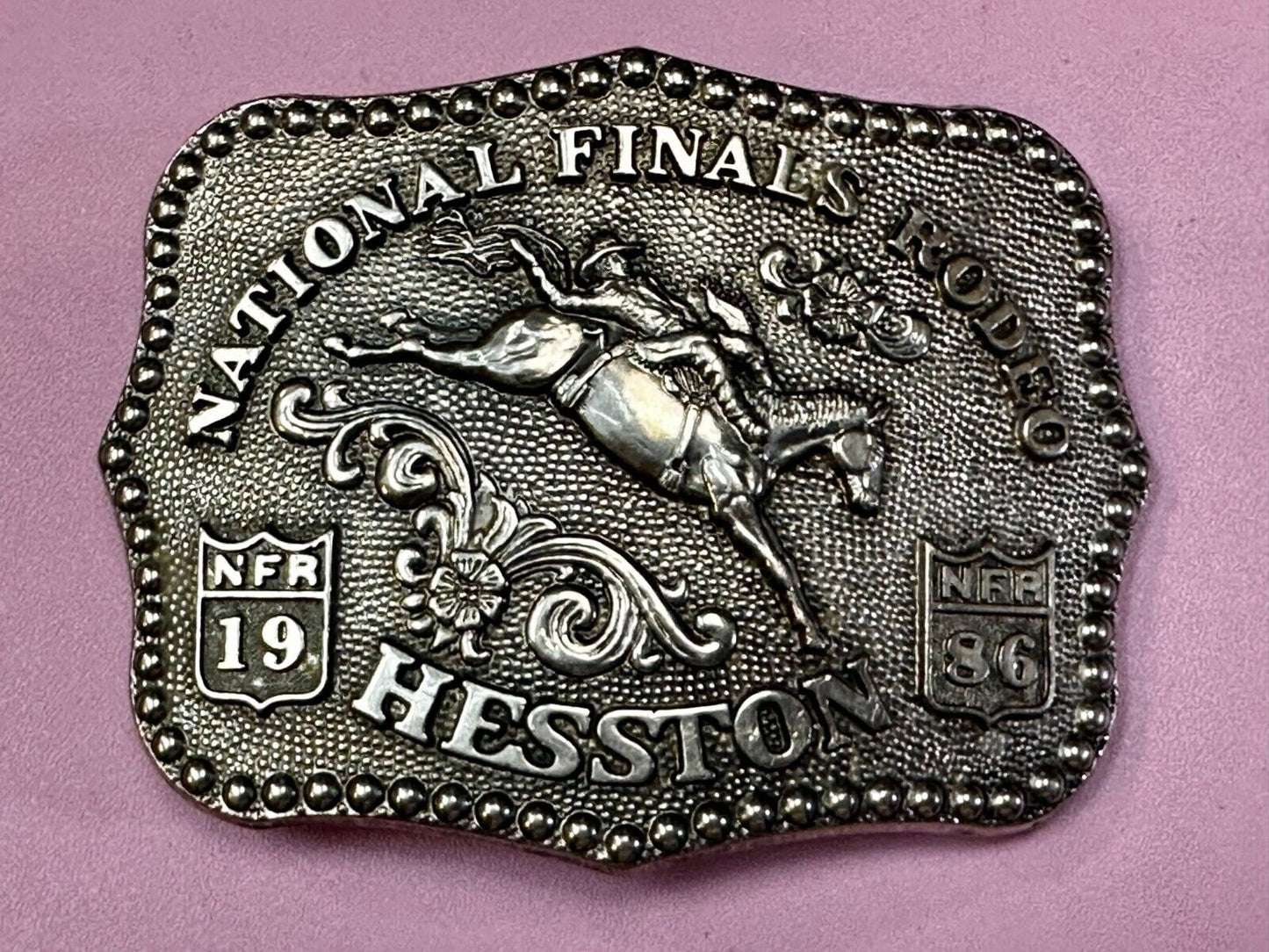 1986 Hesston National Finals Rodeo NFR Rodeo Cowboys NOS Western Belt Buckle