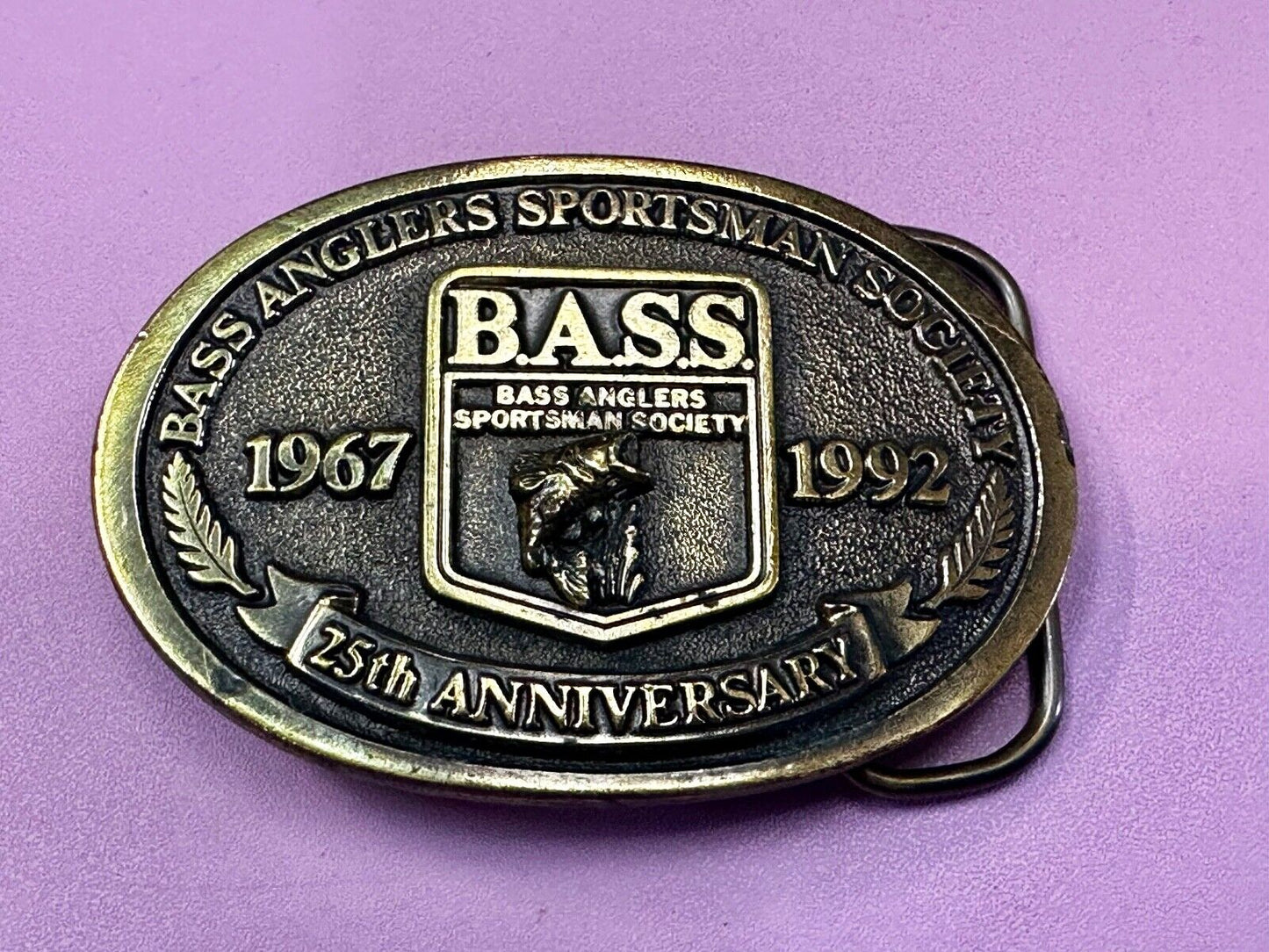 1992 BASS Anglers Sportsman Society Sport Fishing Fishermans 25th yr Belt Buckle