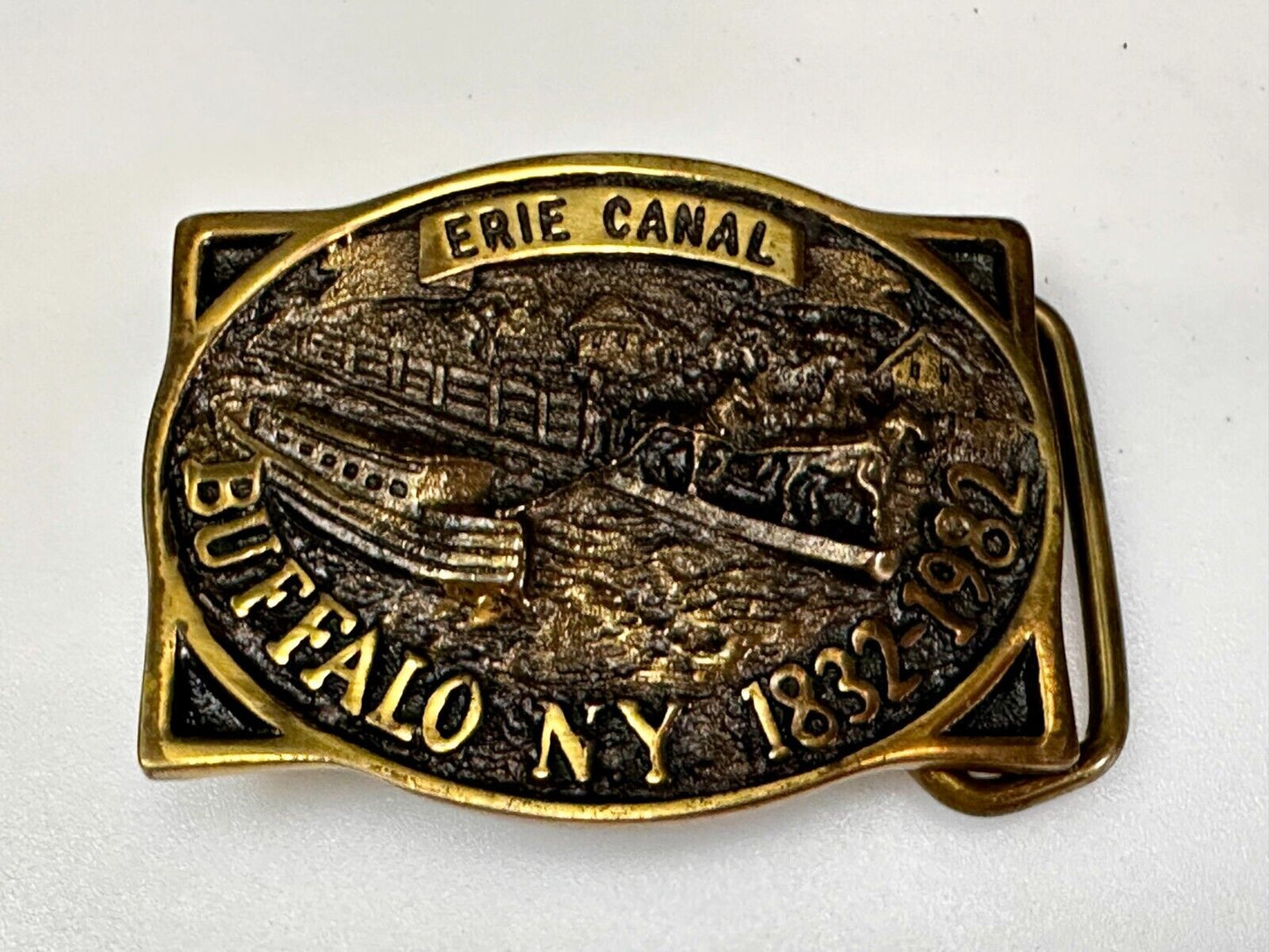The Erie Canal Buffalo NY State Solid Brass Belt Buckle by Heritage Mint