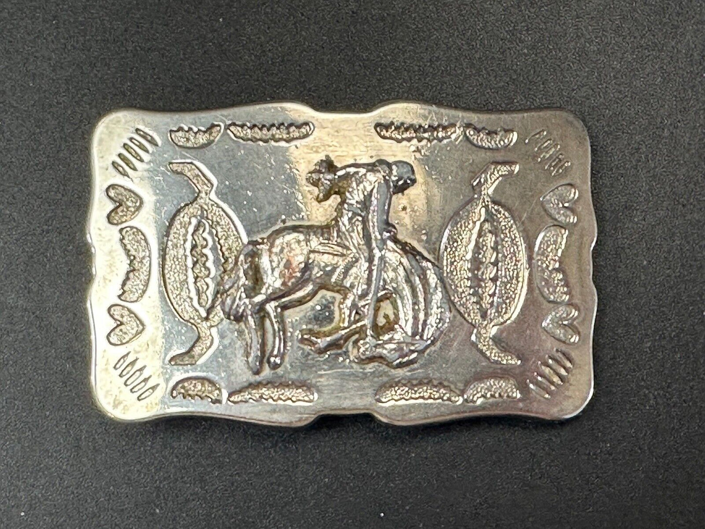 Vintage Cowboy Tipping Hat Head down Saddle Bronc western belt buckle