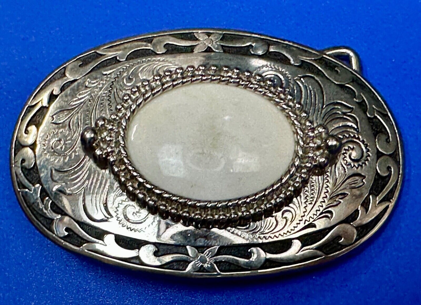 30 by 40mm SCOLECITE Cabochon Cab Stone Centerpiece on Western Belt Buckle