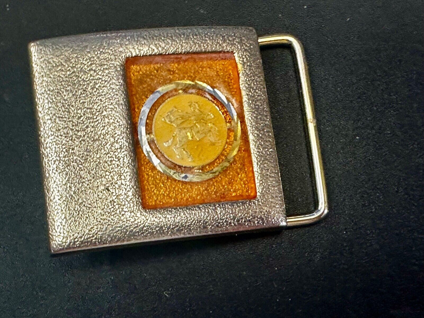 Symbol? Dancing Couple? - Vintage Two Tone Belt Buckle by Lee NY