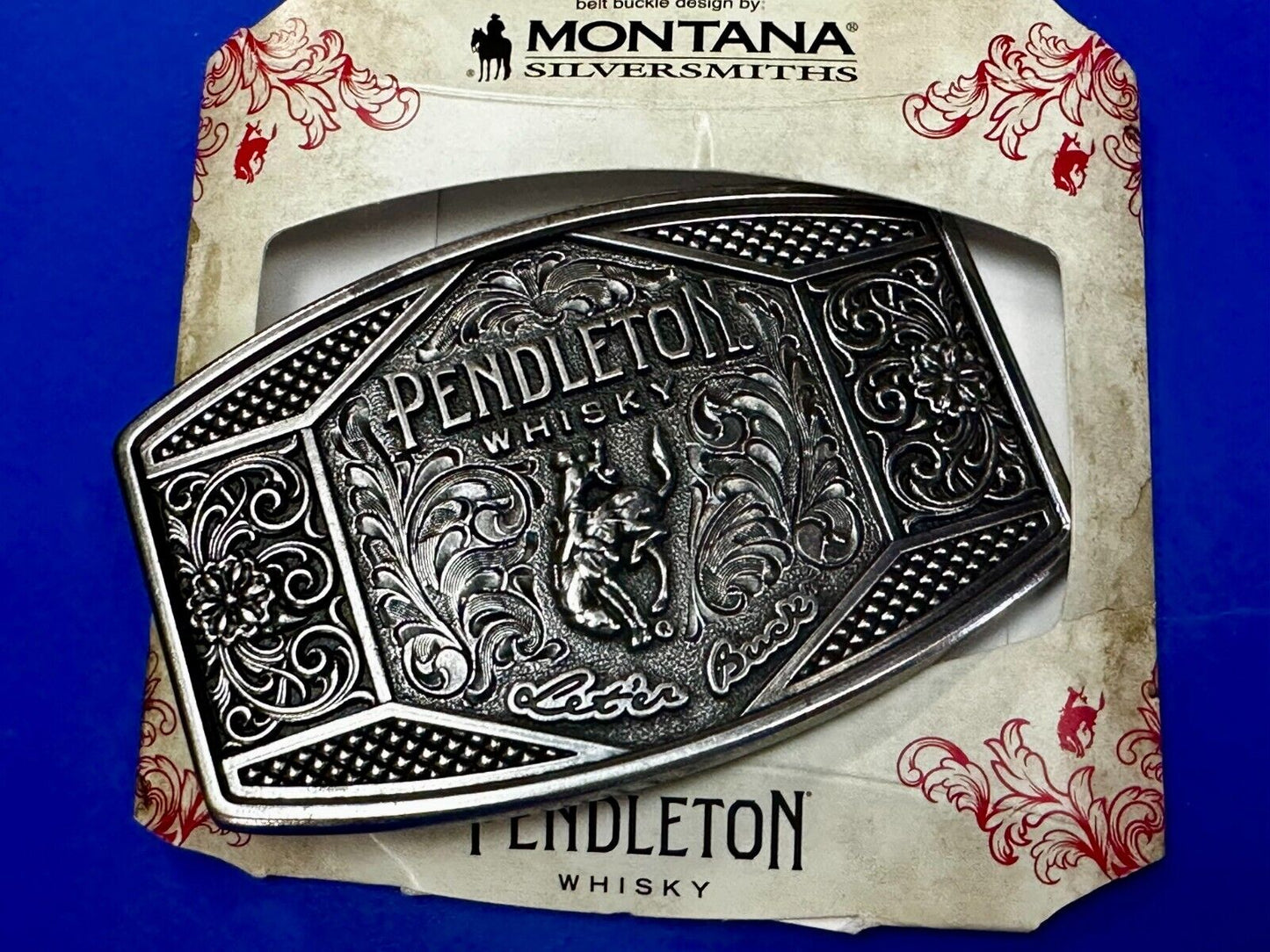2022 Pendleton whiskey Let'er Buck Rodeo Cowboy Belt Buckle Montana Silversmiths
