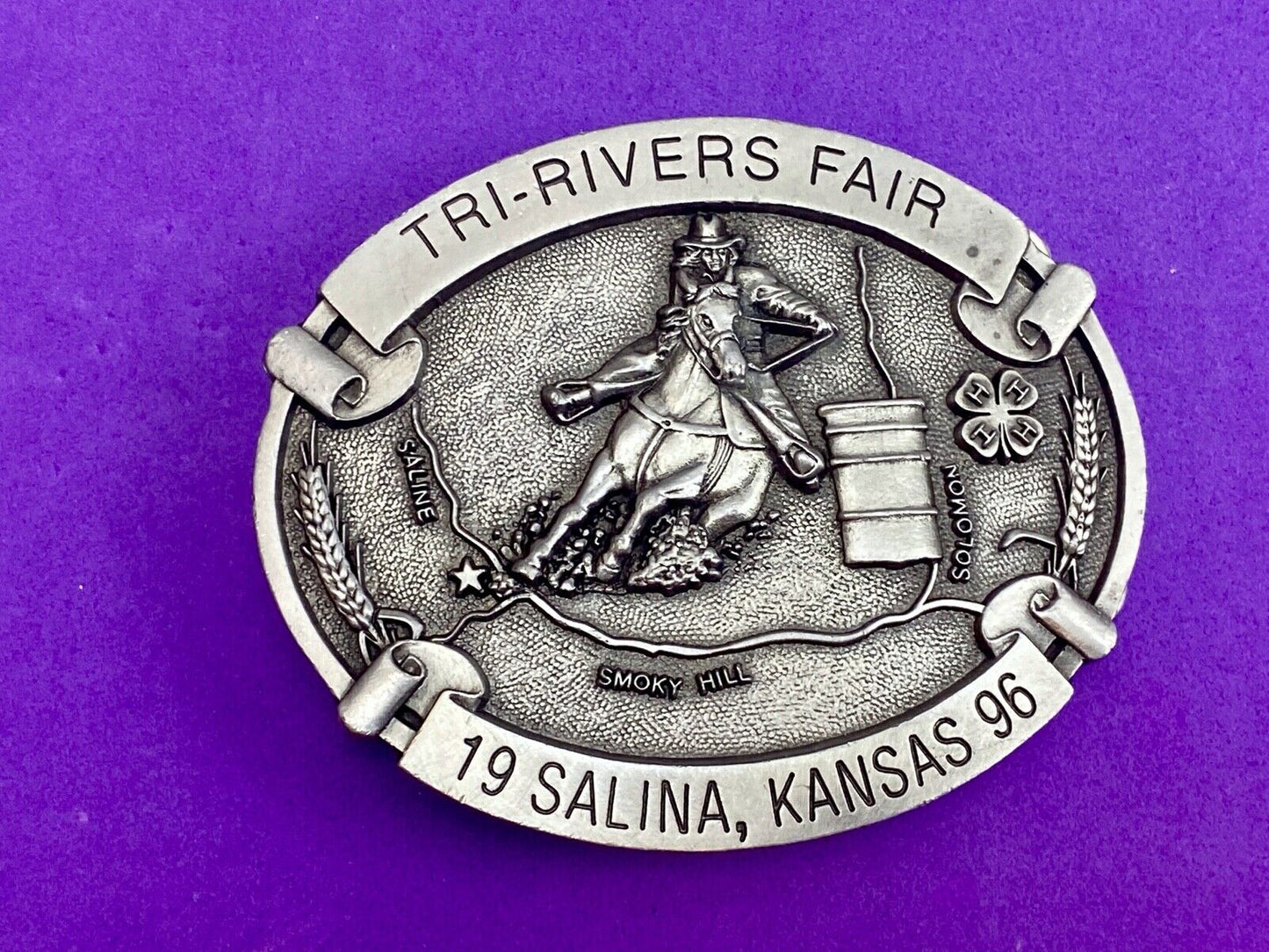 Vintage 1996 Tri-Rivers Fair belt buckle - Salina KS Kansas by DK Specialties