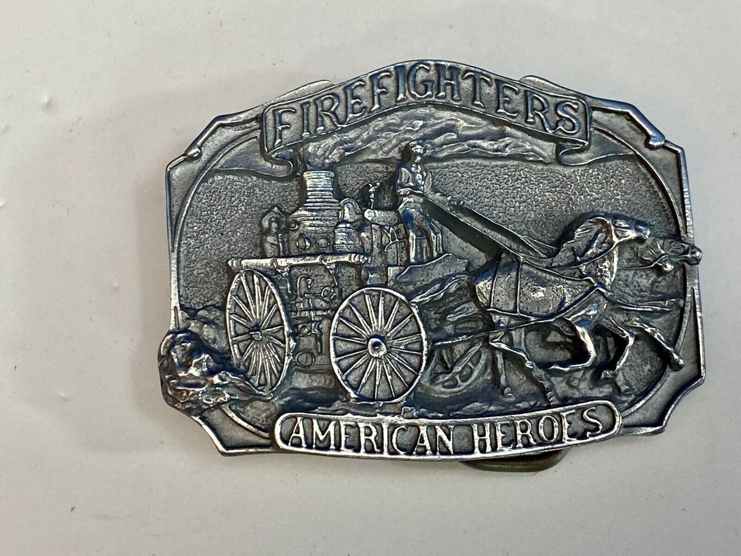 1988 Fire Fighters Firefighters American Heroes Pewter Belt Buckle