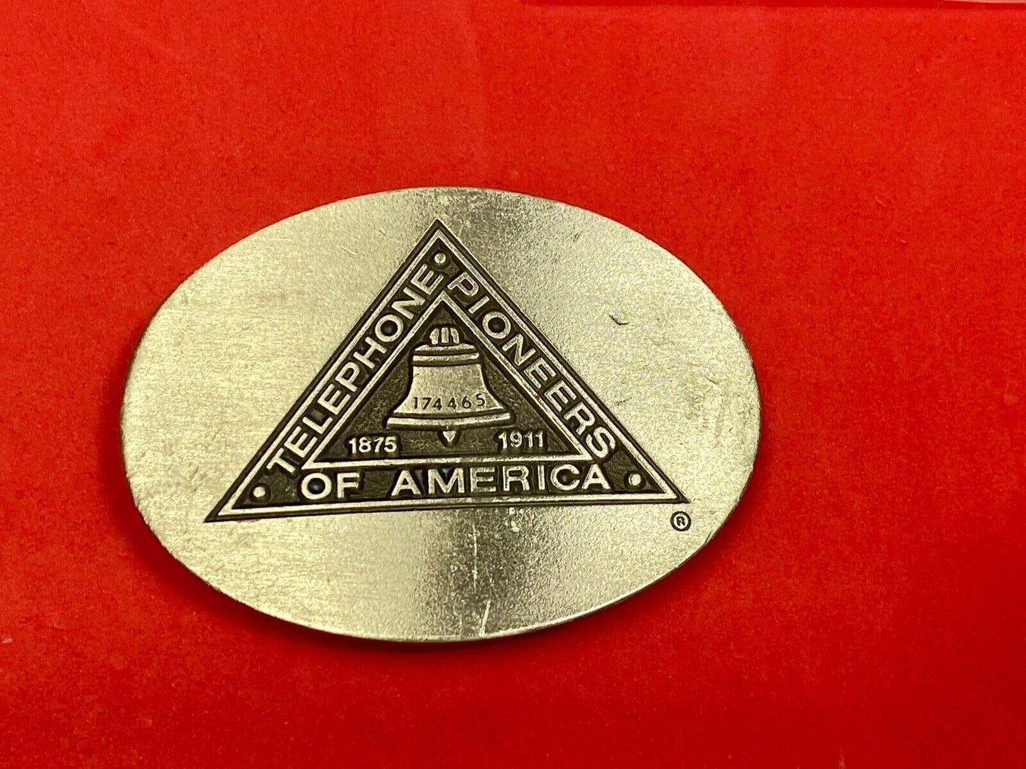Telephone Pioneer of America Vtg. Telecommunications Commemorative Baron Buckle