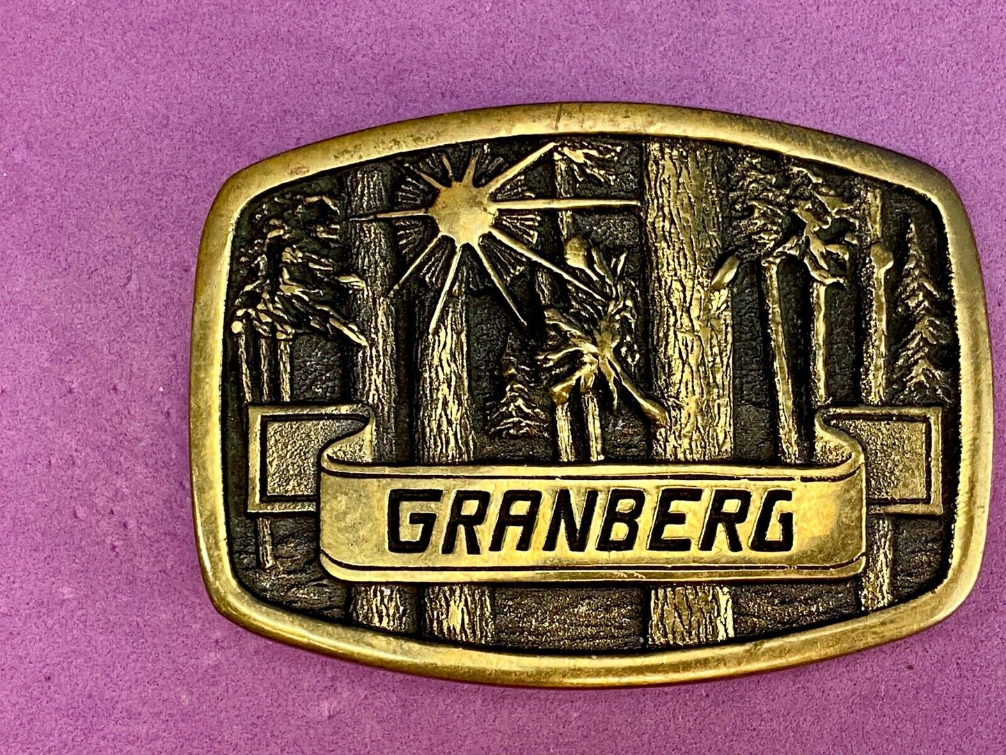 Vintage BTS GRANBERGs Industries solid brass promotional belt buckle
