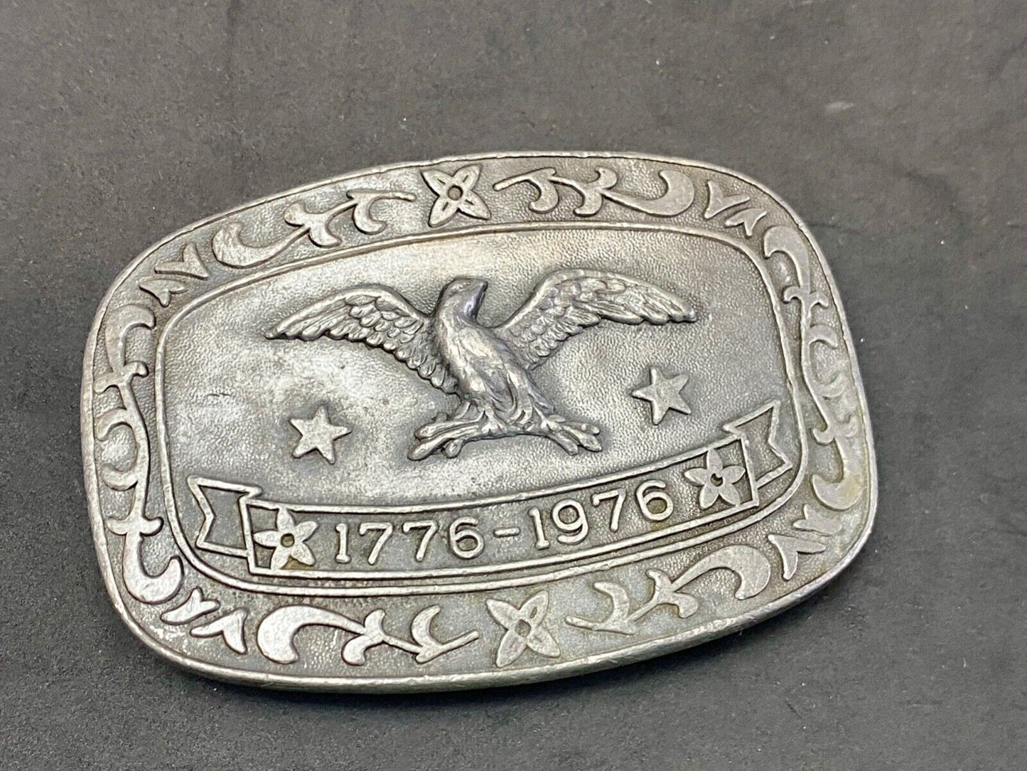 Bicentennial Celebration Patriotic repaired belt buckle by Celebrity