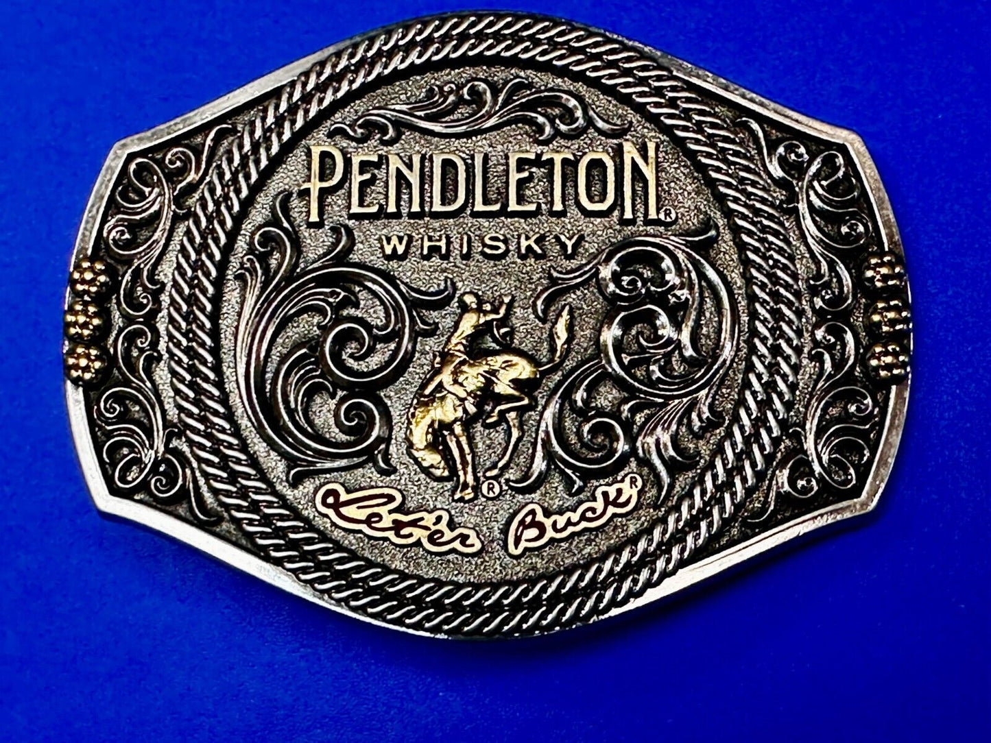 2021 Pendleton Whiskey Let'er Buck Rodeo Cowboy Montana Silversmiths Belt Buckle