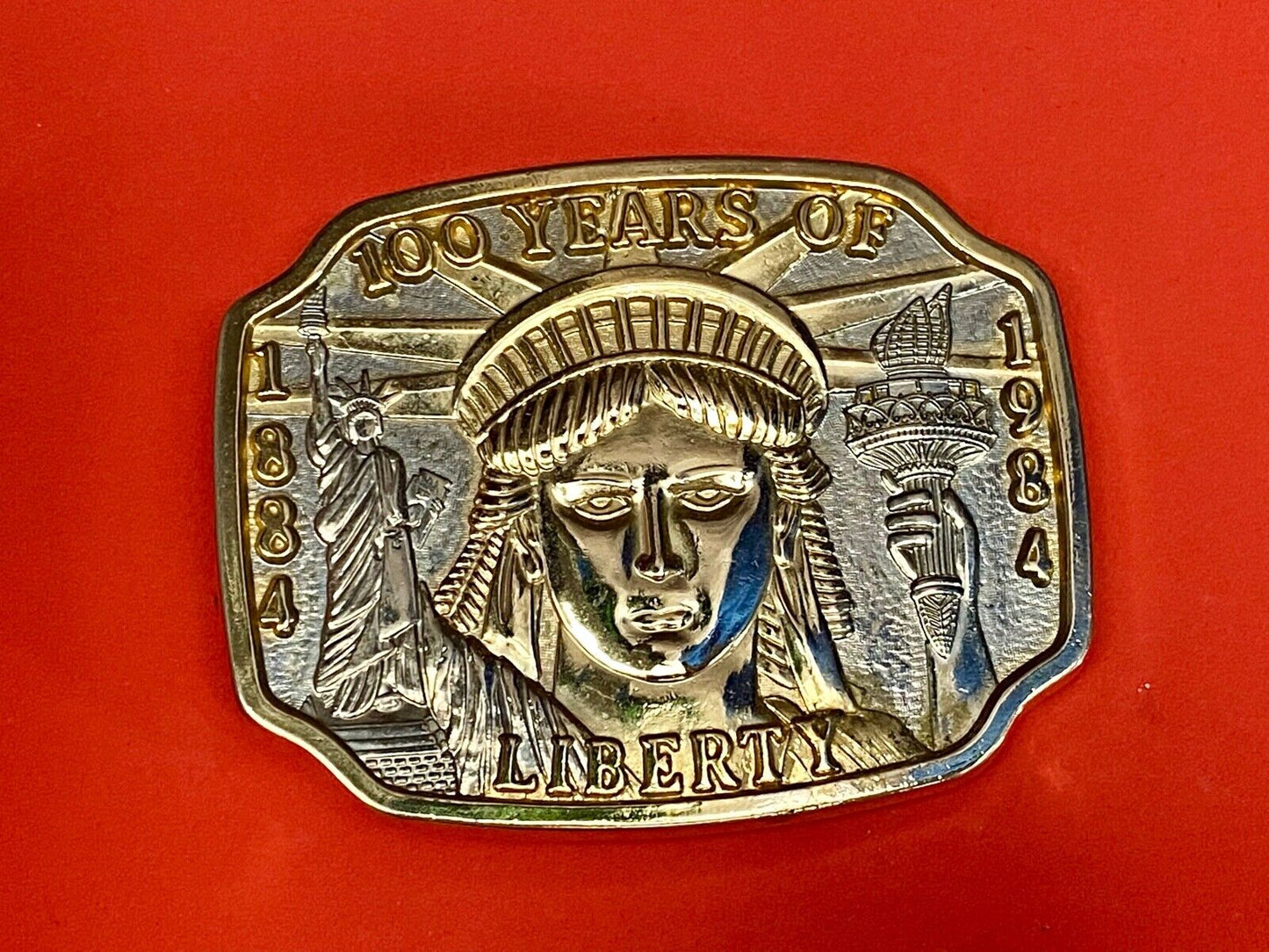 Vintage 1984 Patriotic Lady Liberty 100 Years Of Liberty Collection Belt Buckle