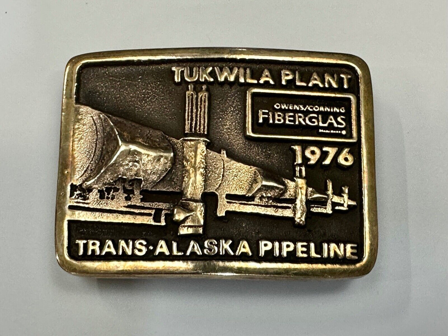 Trans Alaska Oil Pipeline Tukwila Plant Owens Corning Fiberglass belt buckle