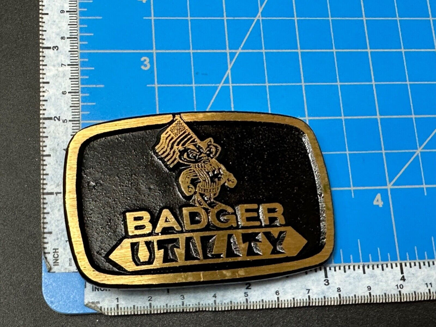 Vintage Badger Utility Wisconsin Power Company Brass Dynabuckle belt buckle